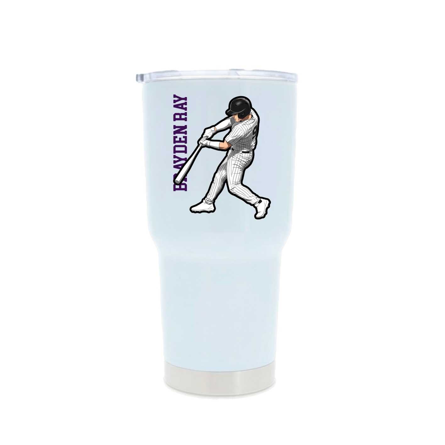 30oz Stainless Steel Tumbler — Name Vertical in White