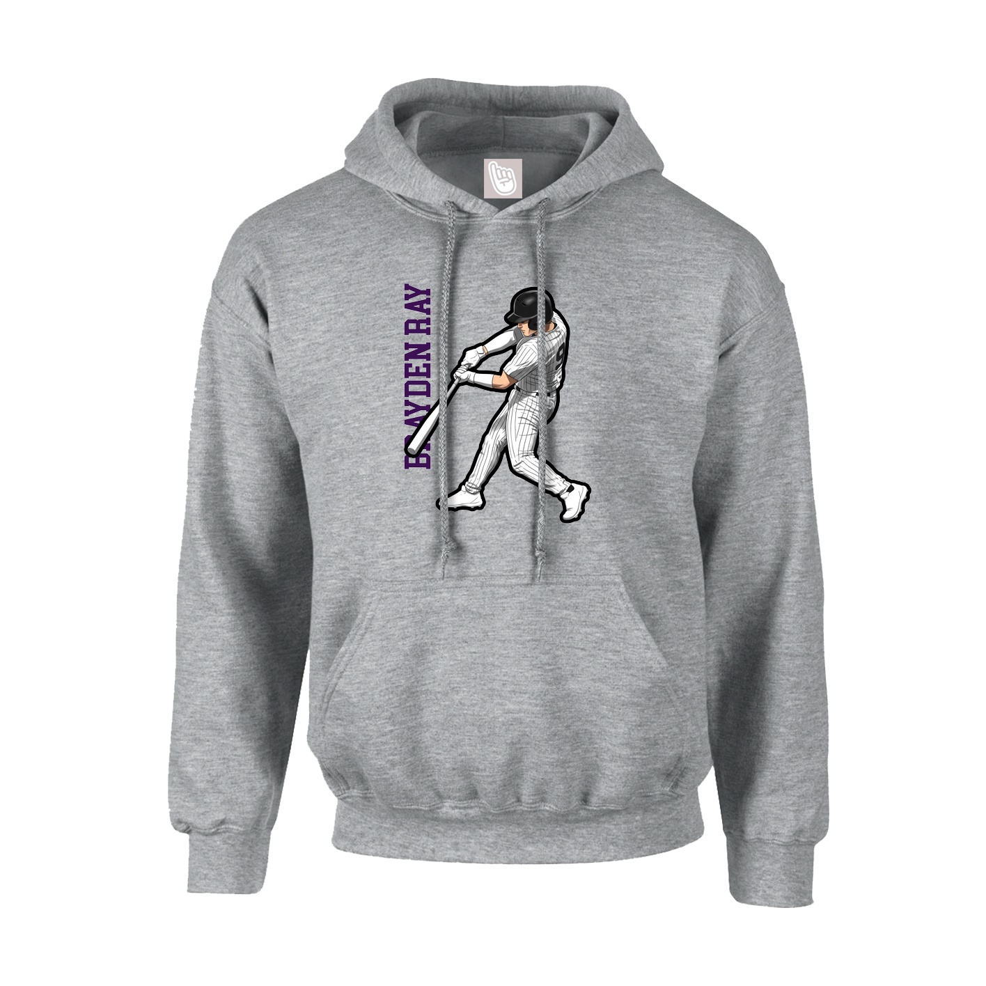 Hoodie — Name Vertical in Grey