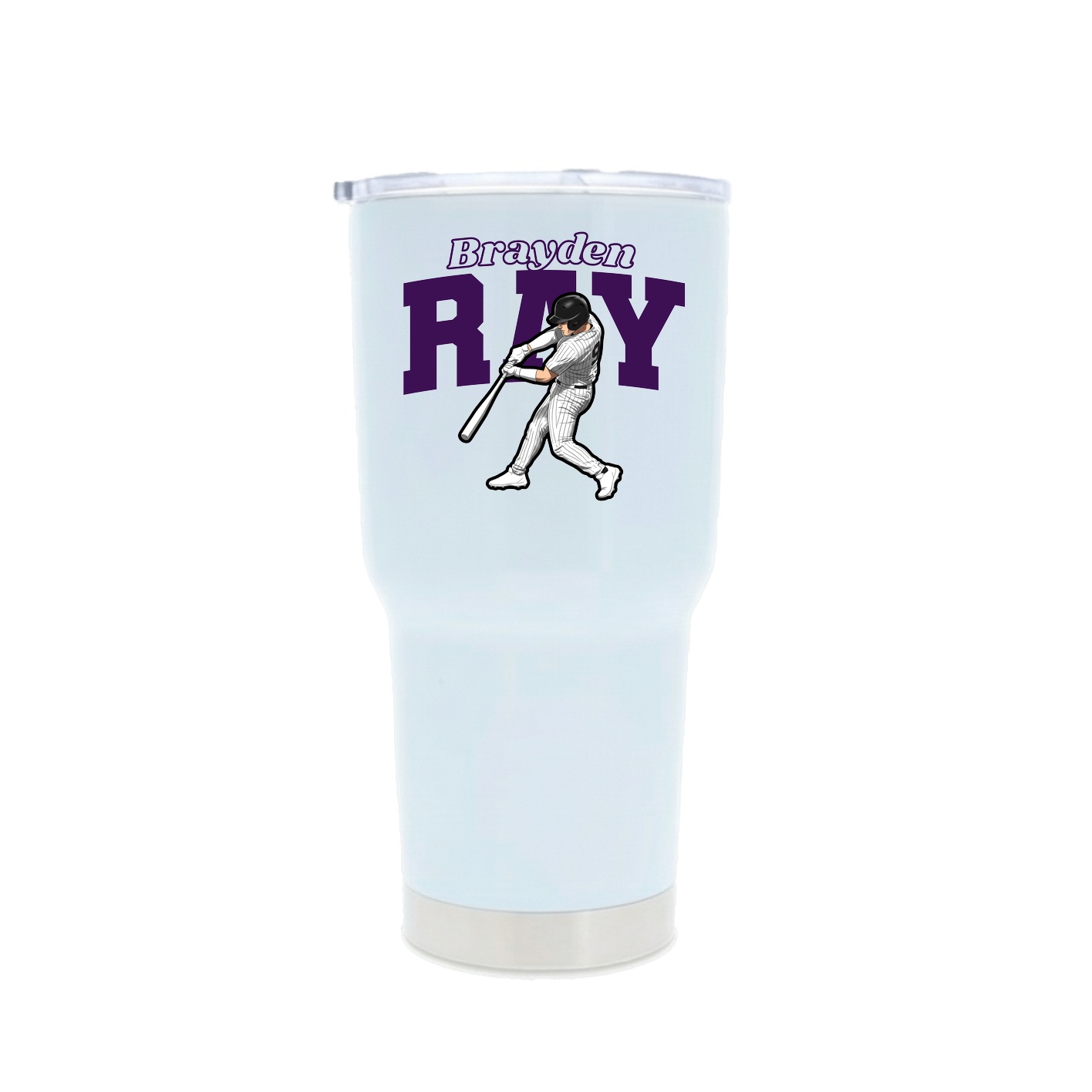 30oz Stainless Steel Tumbler — Name Arch in White