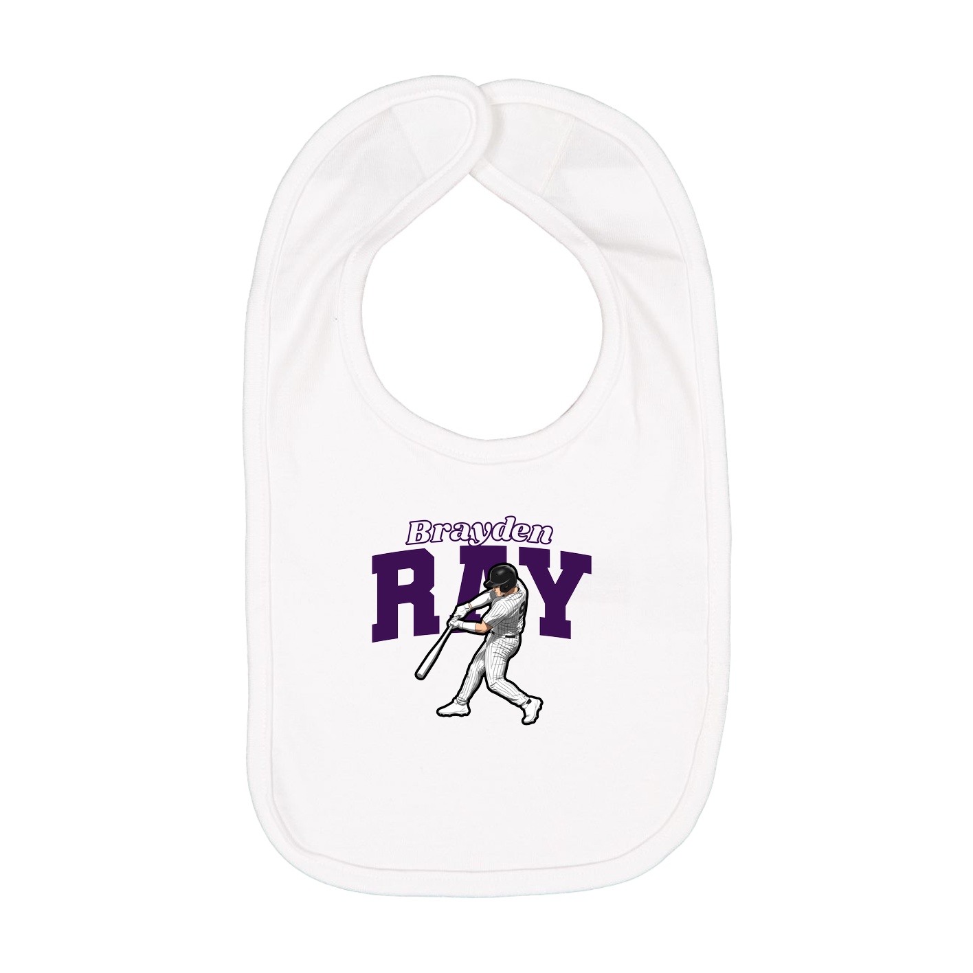 Infant Bib — Name Arch in White