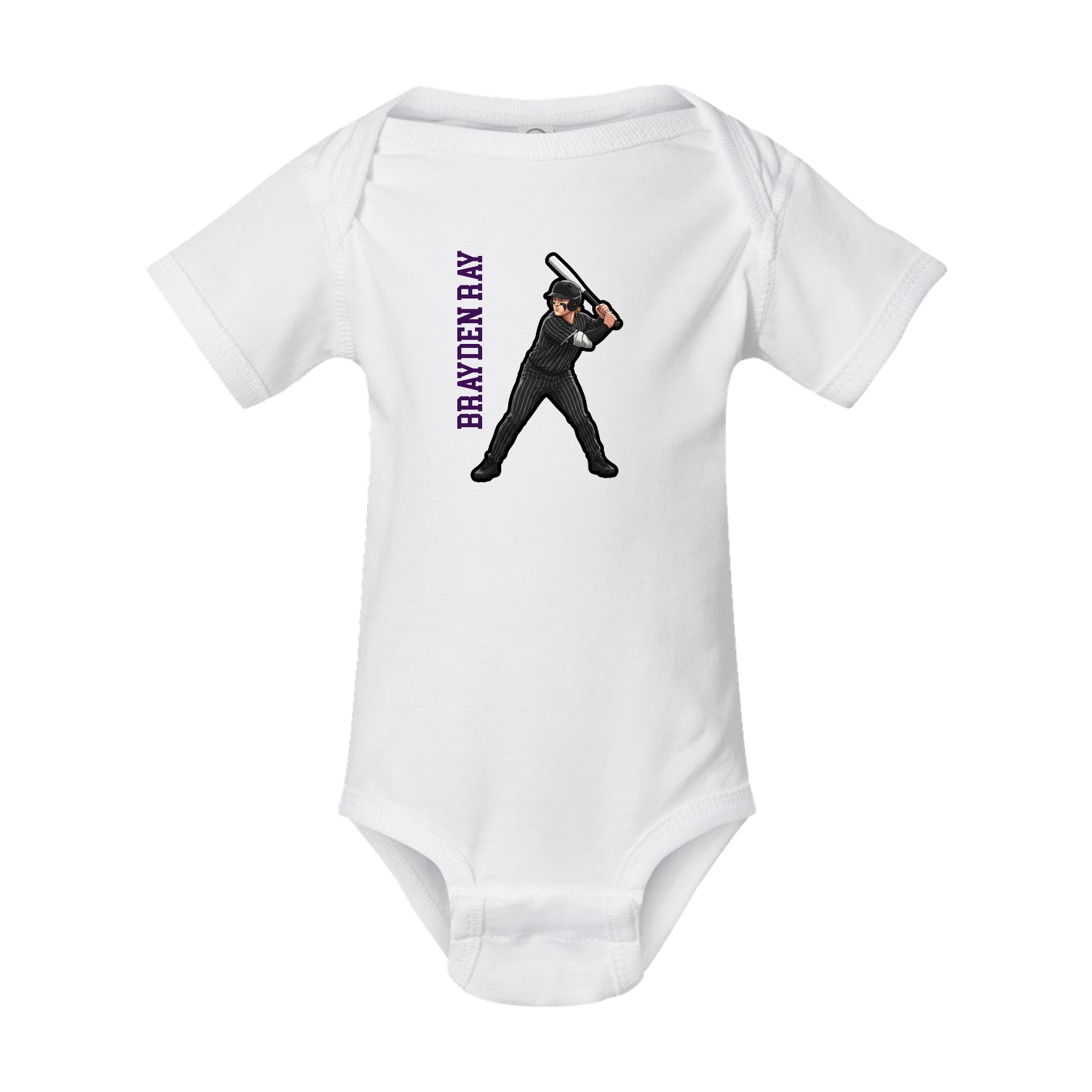 Baby Onesie — Name Vertical in White