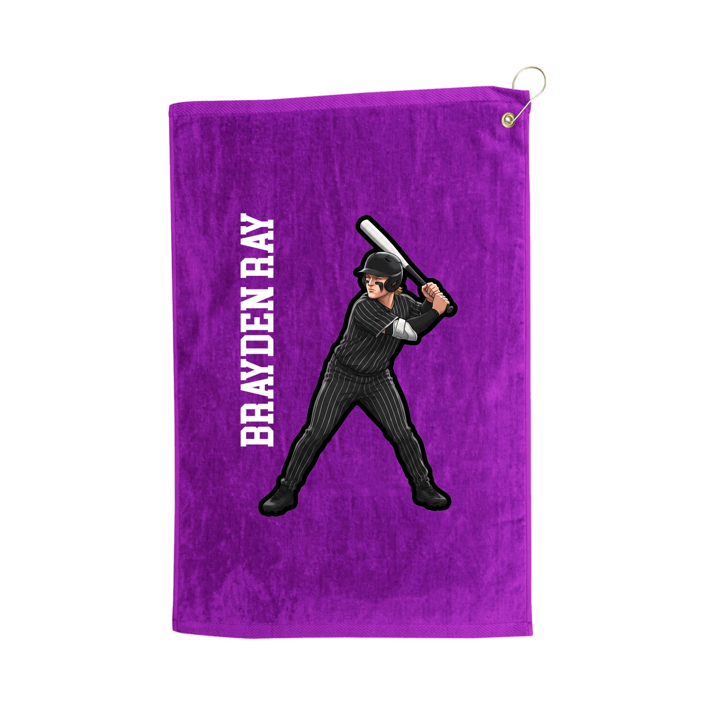 Golf Towel — Name Vertical in Purple