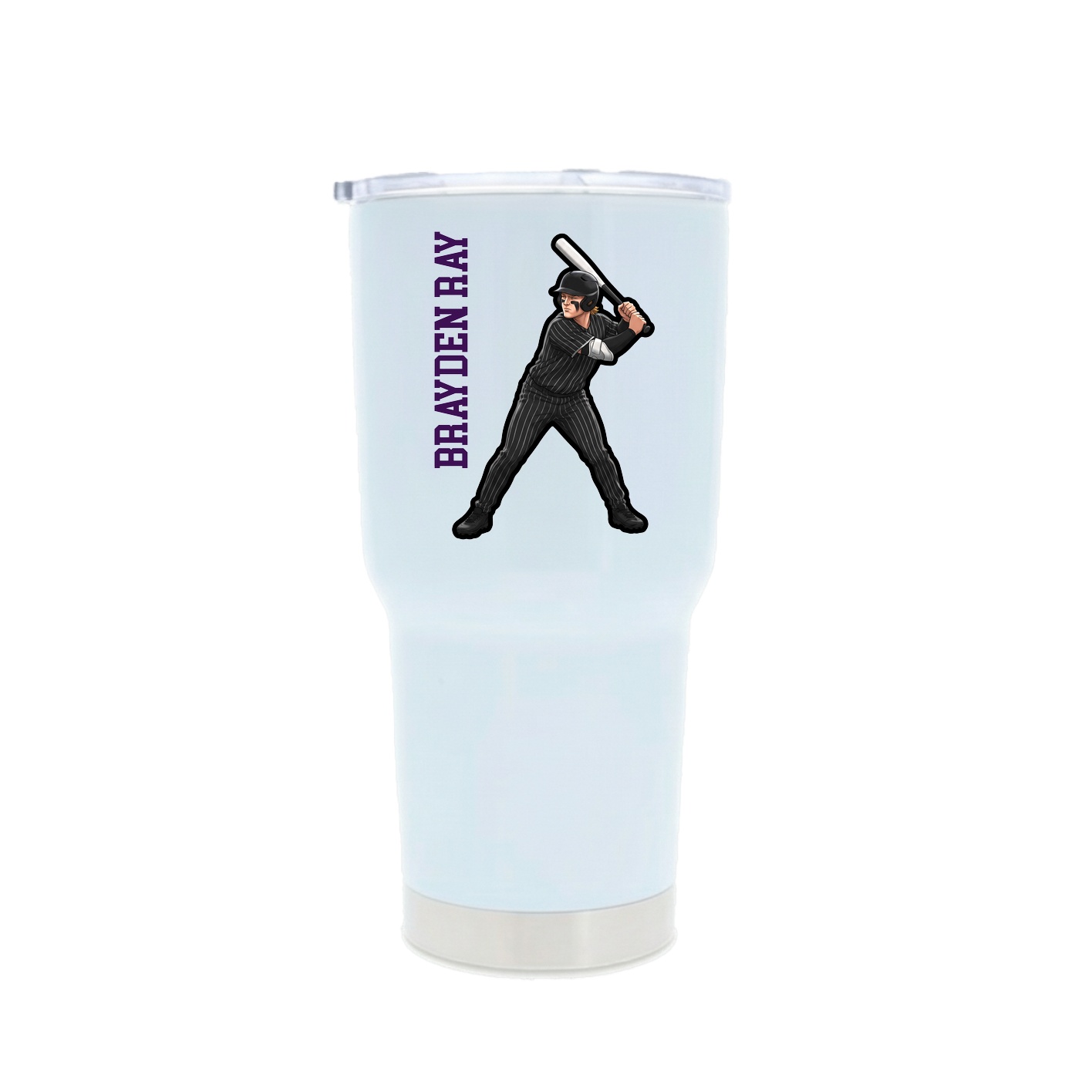 30oz Stainless Steel Tumbler — Name Vertical in White