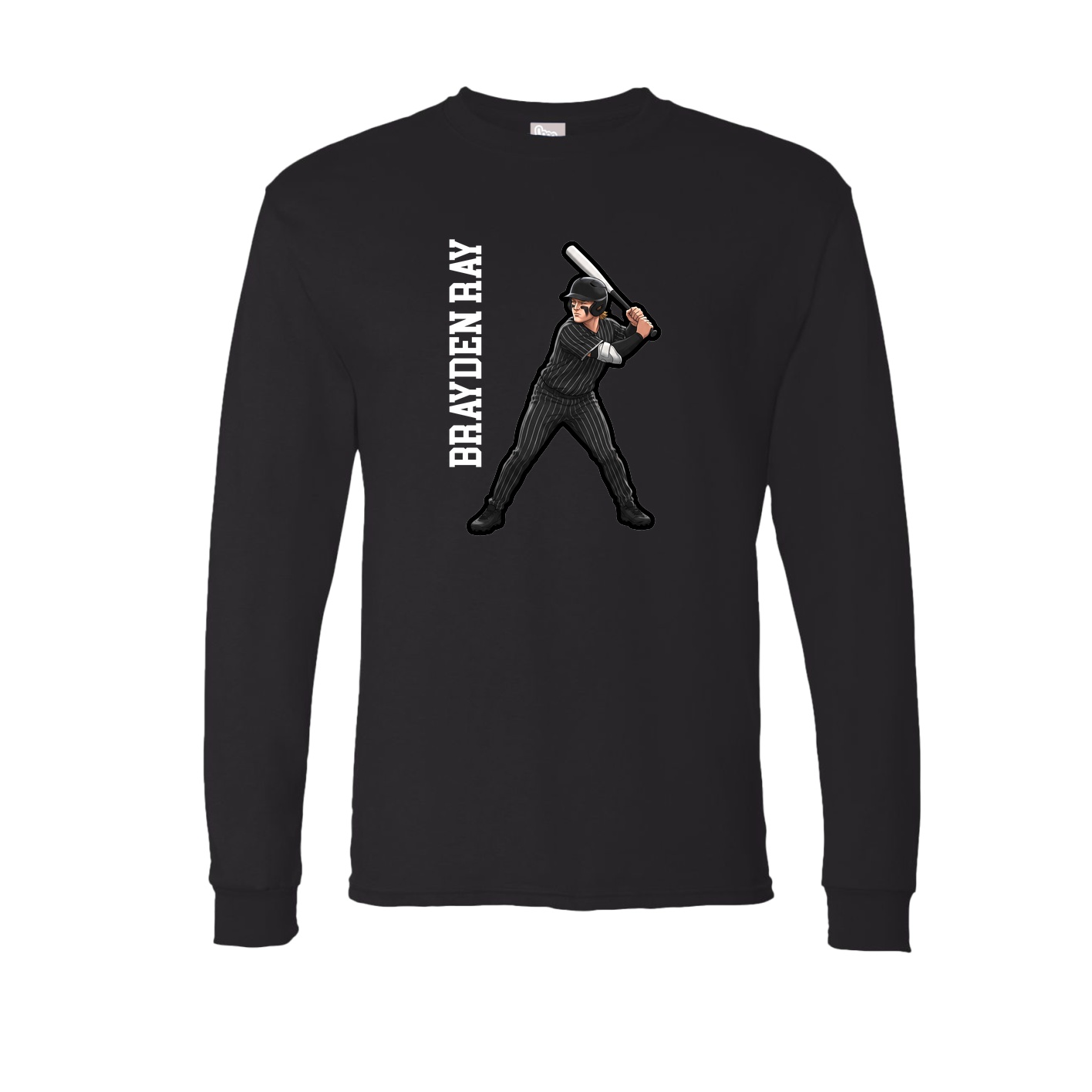 Long Sleeve Tee — Name Vertical in Black