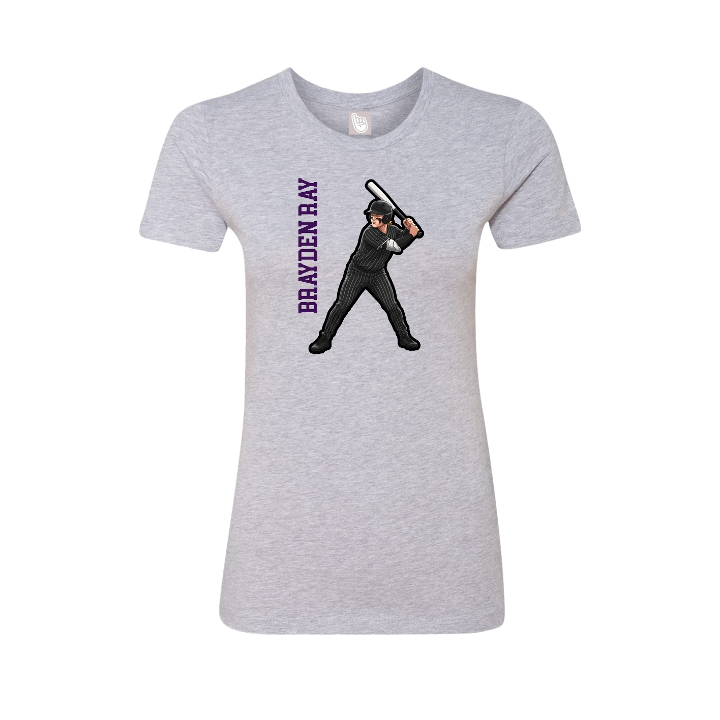 Womens Tee — Name Vertical in Grey