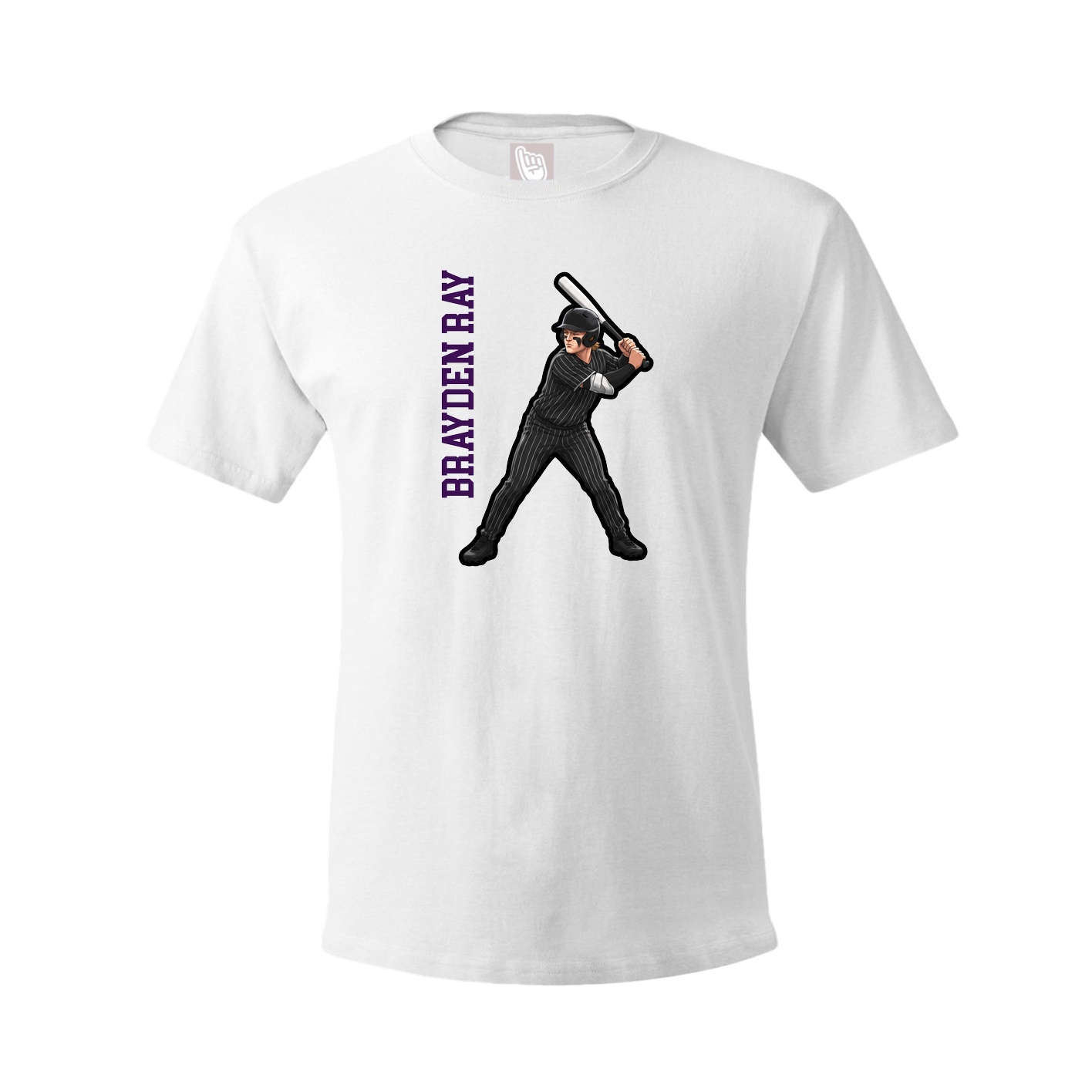 Youth Tee — Name Vertical in White