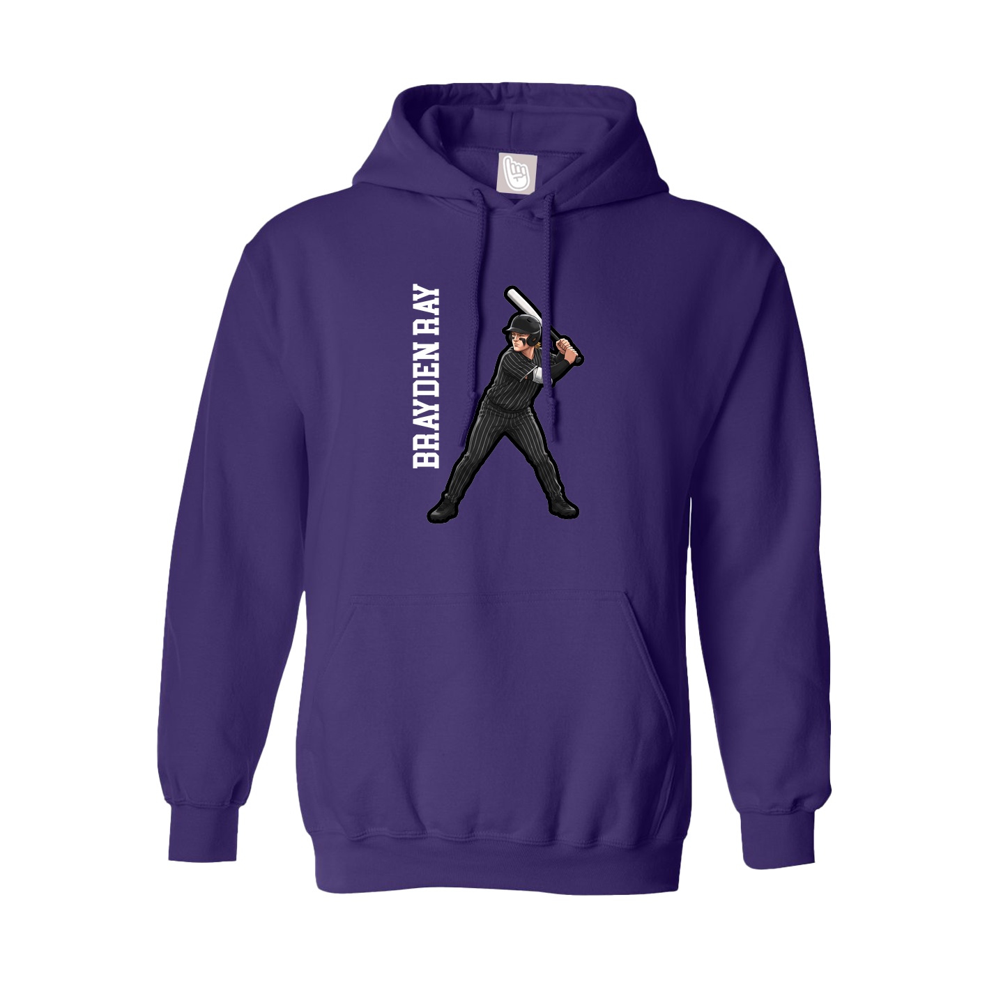 Hoodie — Name Vertical in Purple