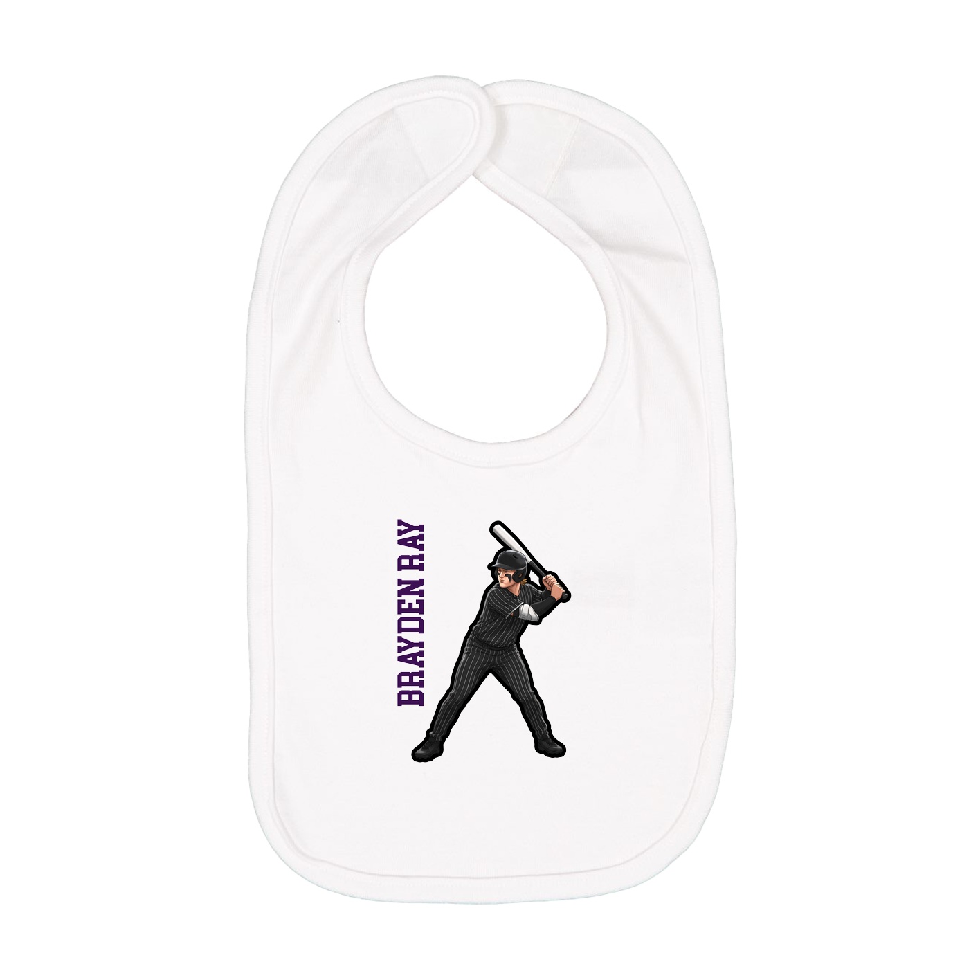 Infant Bib — Name Vertical in White