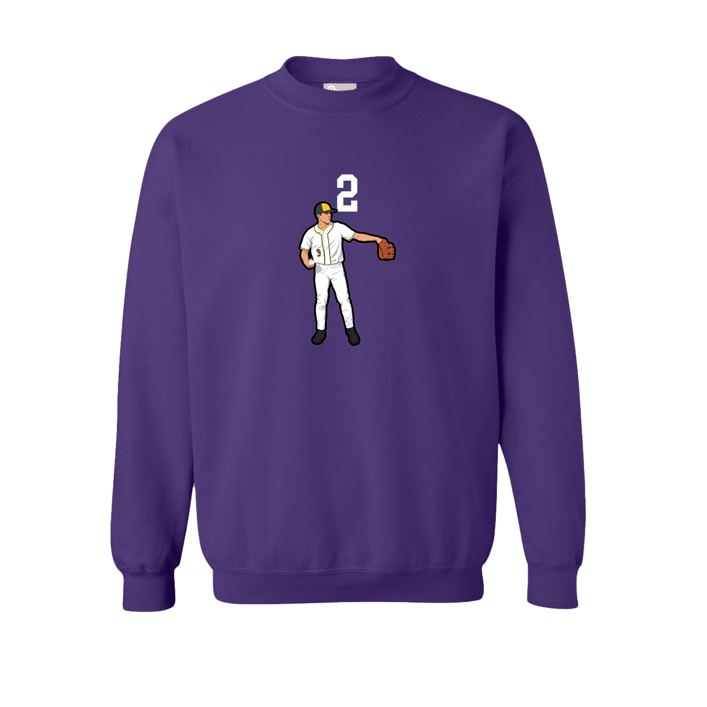 Fleece Crew — Number Top in Purple