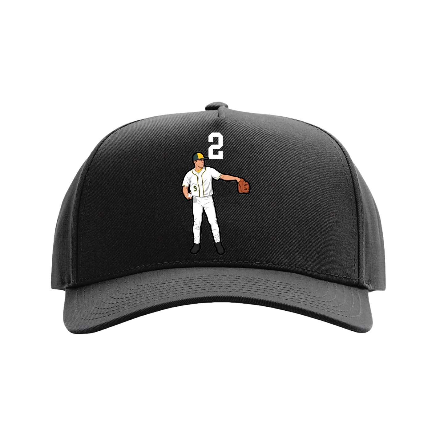 Full Fabric Five-Panel Champ Cap — Number Top in Black