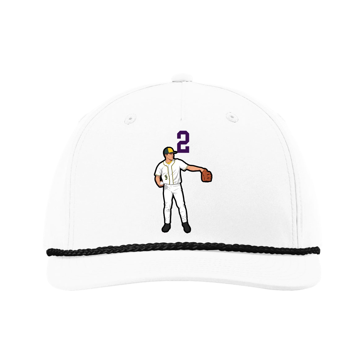 Five-Panel Classic Rope Cap — Number Top in White