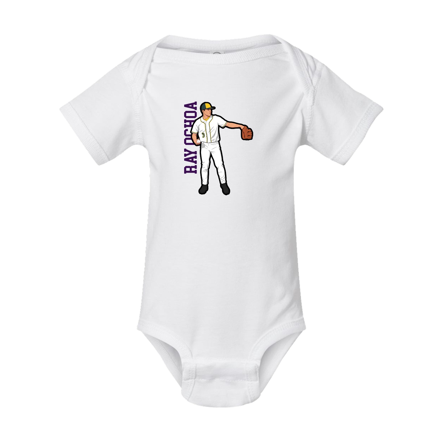 Baby Onesie — Name Vertical in White