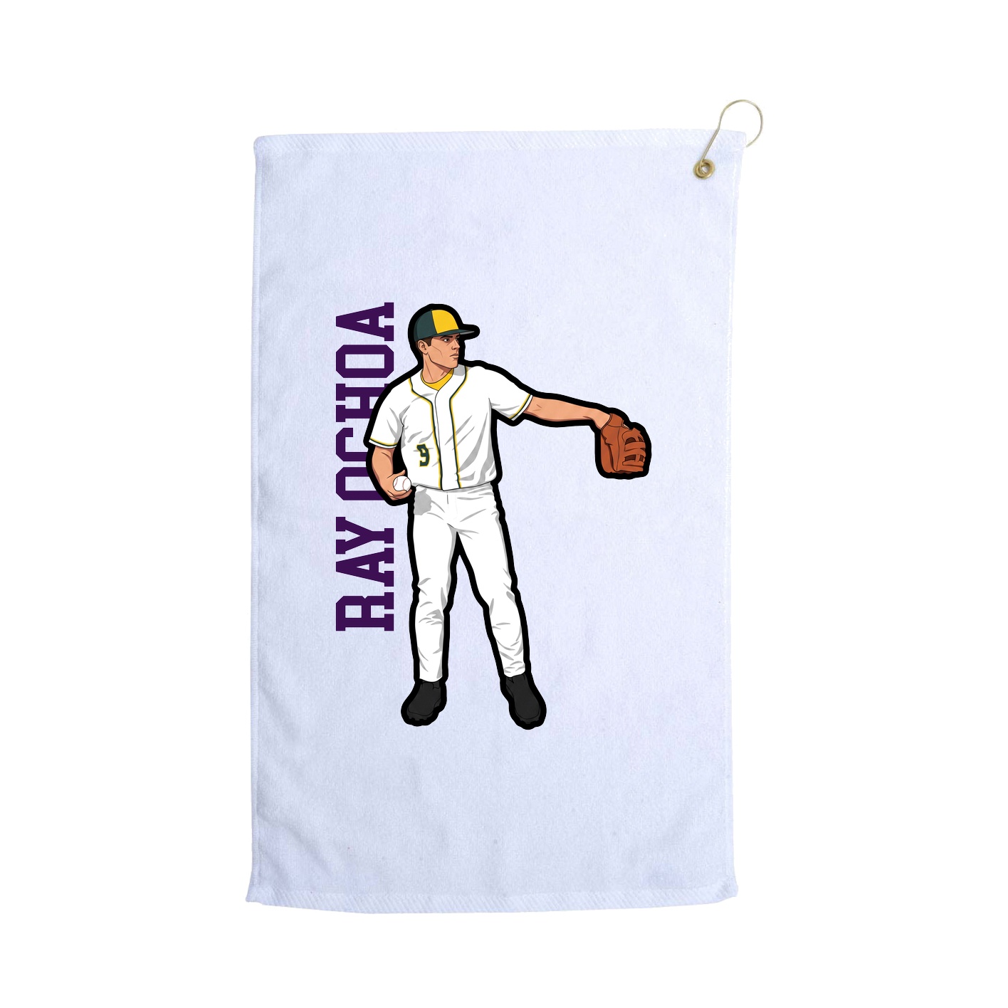 Golf Towel — Name Vertical in White