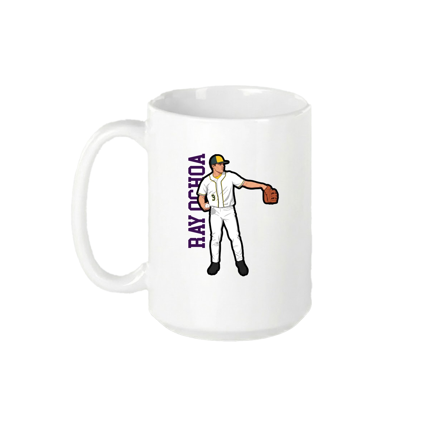 15oz Coffee Mug — Name Vertical in White