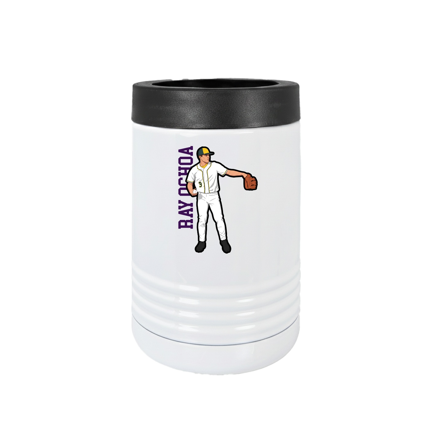 Beverage Holder — Name Vertical in White