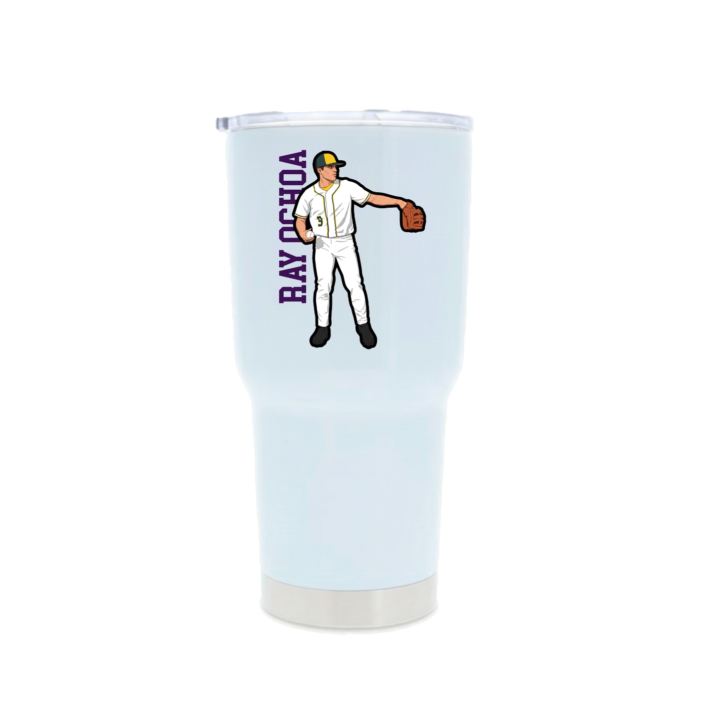 30oz Stainless Steel Tumbler — Name Vertical in White