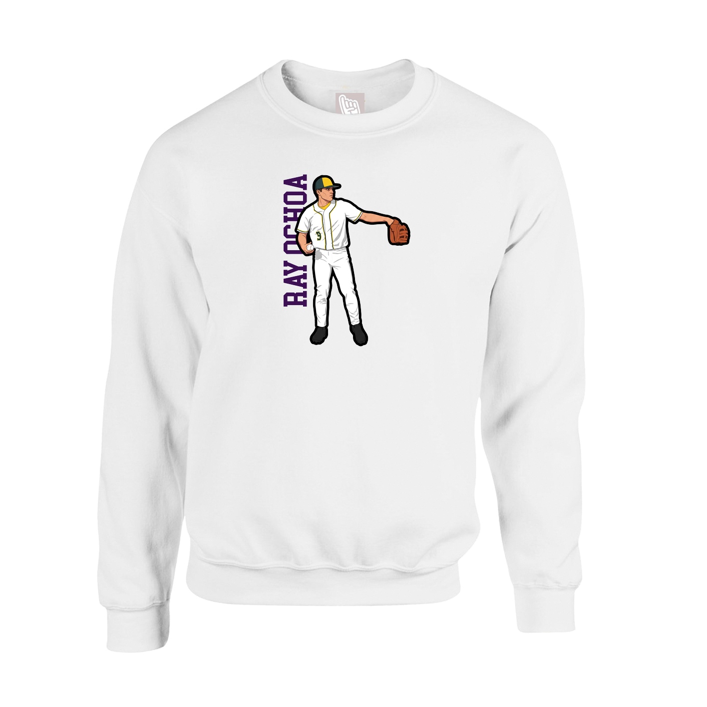 Fleece Crew — Name Vertical in White