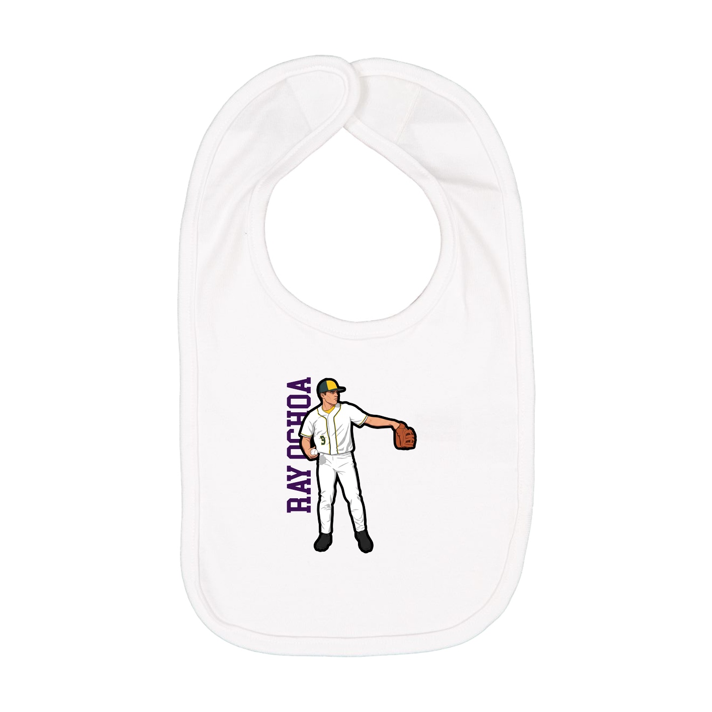 Infant Bib — Name Vertical in White
