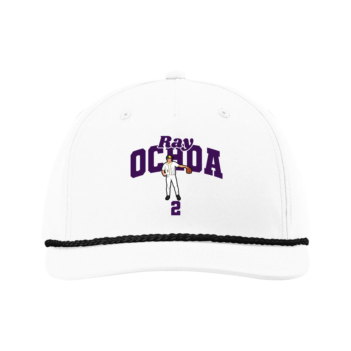 Five-Panel Classic Rope Cap — Signature Arch in White