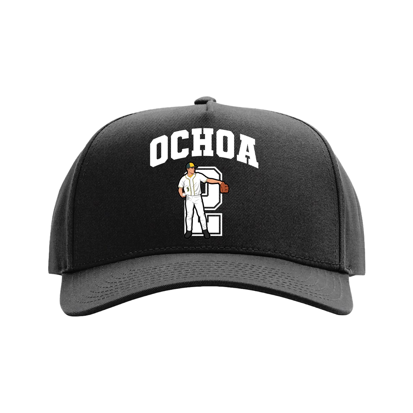 Full Fabric Five-Panel Champ Cap — Number in Black