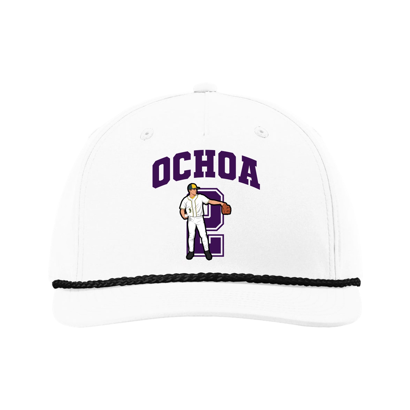 Five-Panel Classic Rope Cap — Number in White