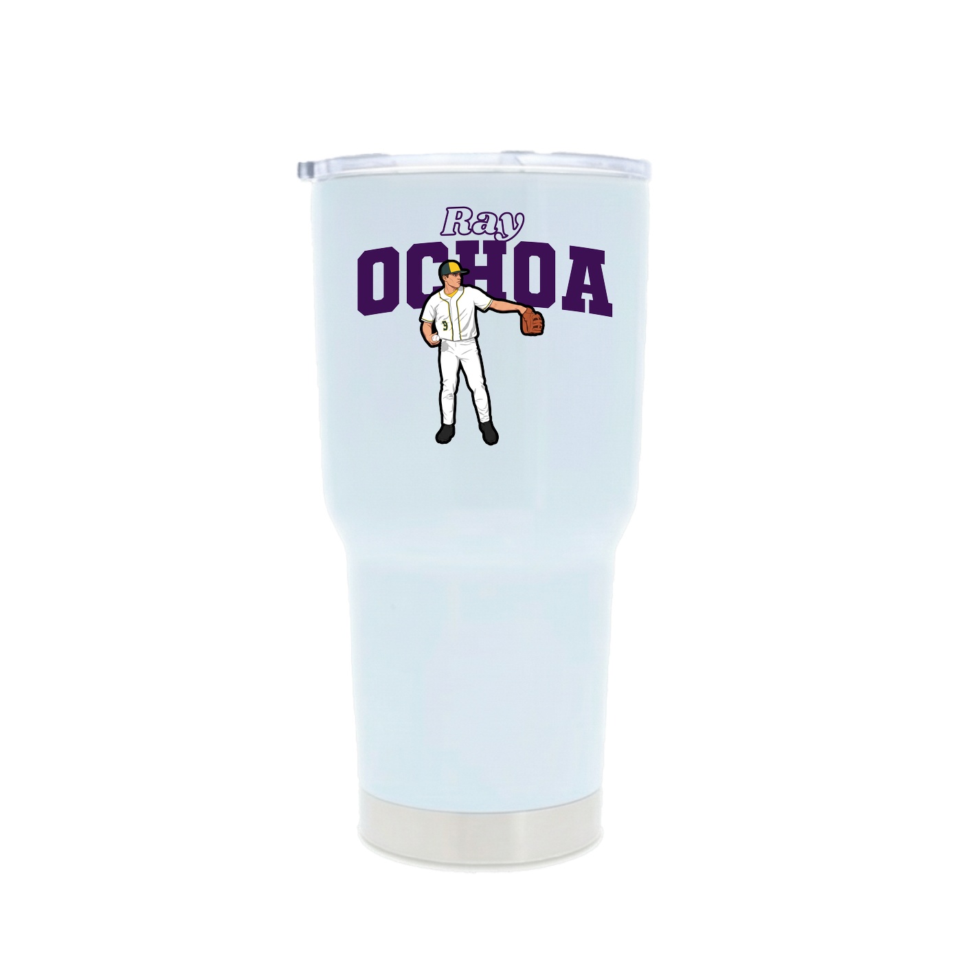 30oz Stainless Steel Tumbler — Name Arch in White