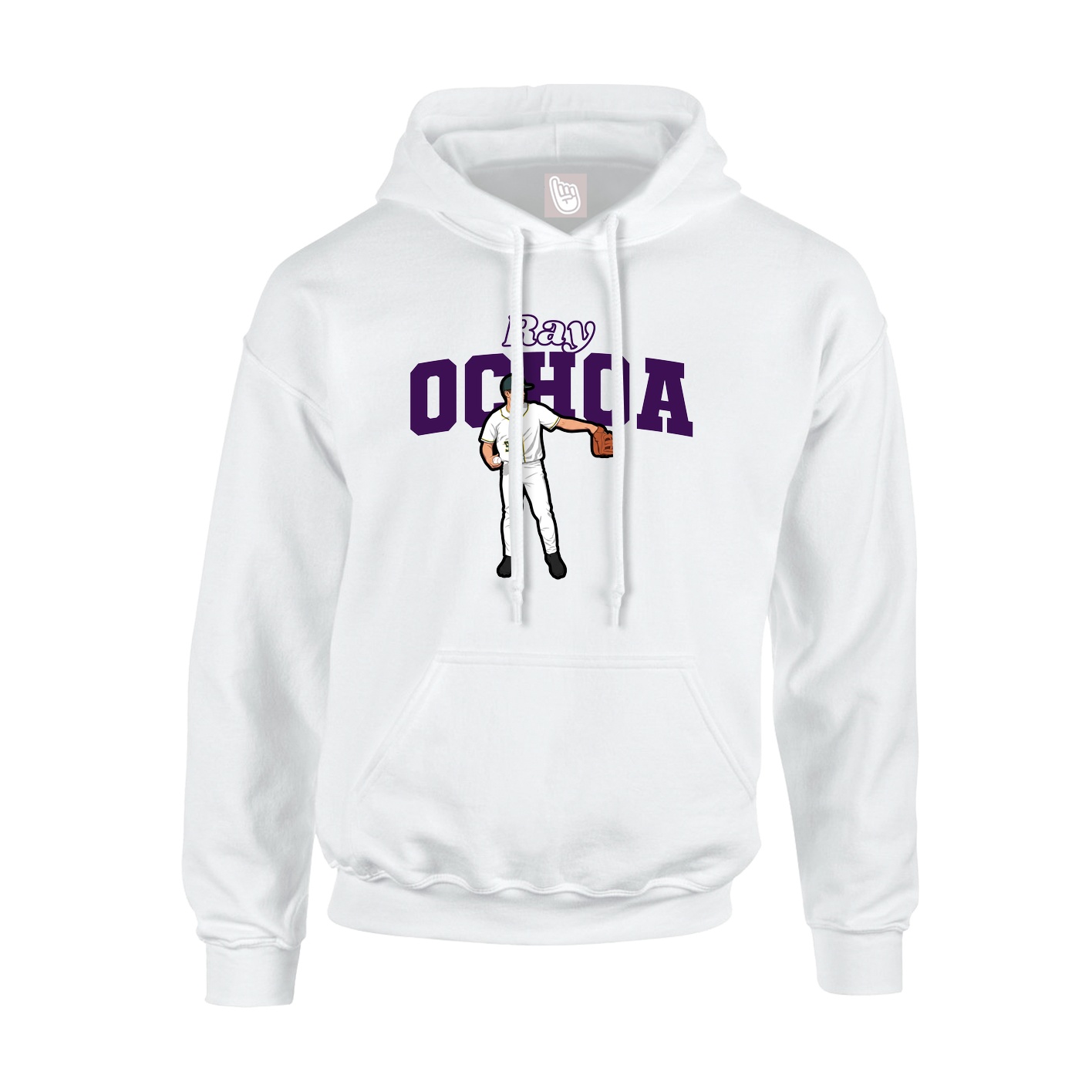 Youth Hoodie — Name Arch in White