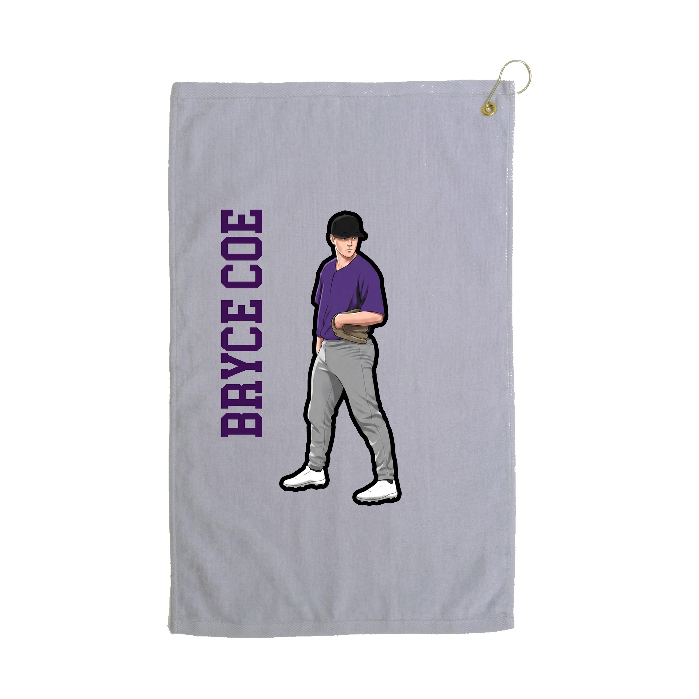 Golf Towel — Name Vertical in Grey