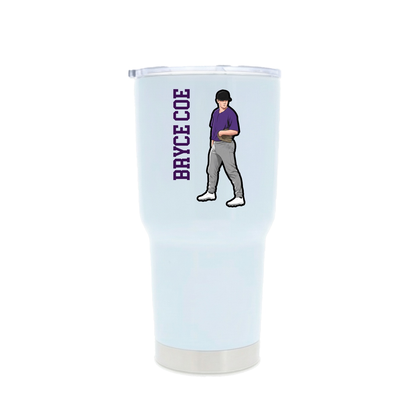 30oz Stainless Steel Tumbler — Name Vertical in White