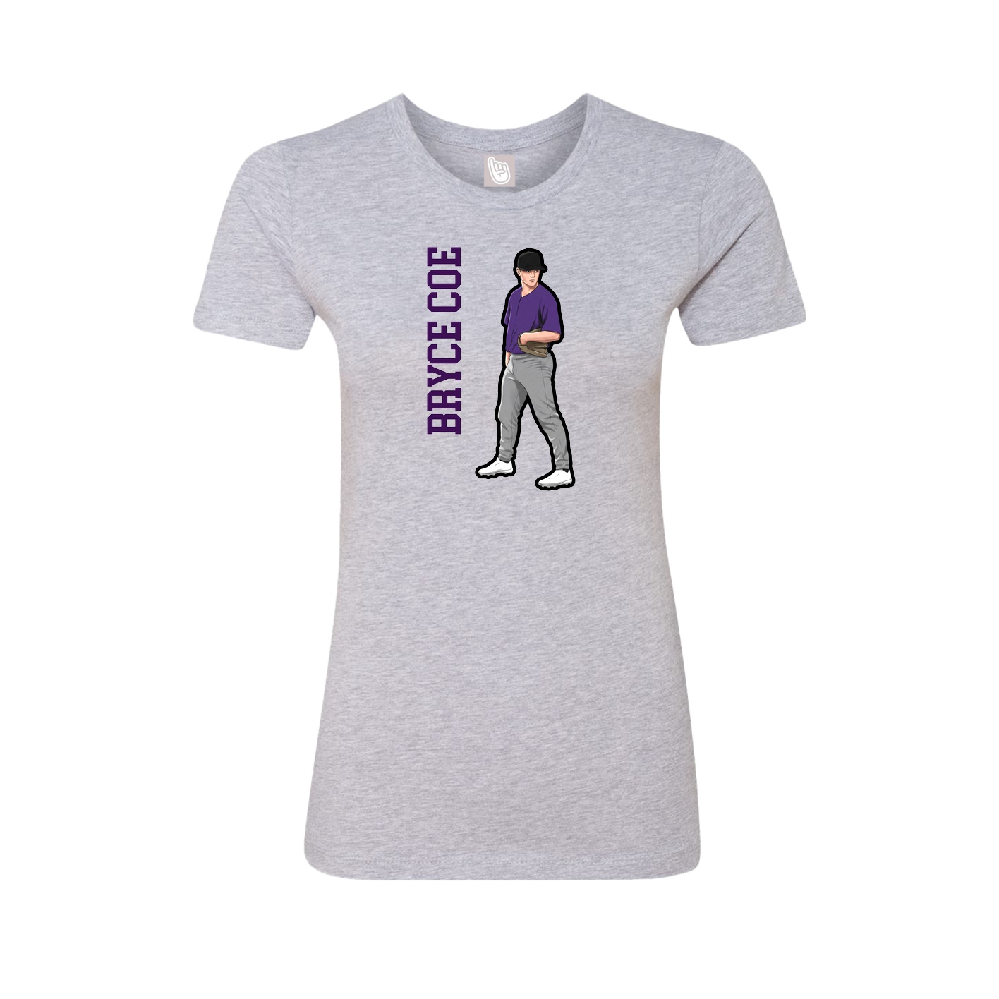 Fitted Women's Tee — Name Vertical in Grey