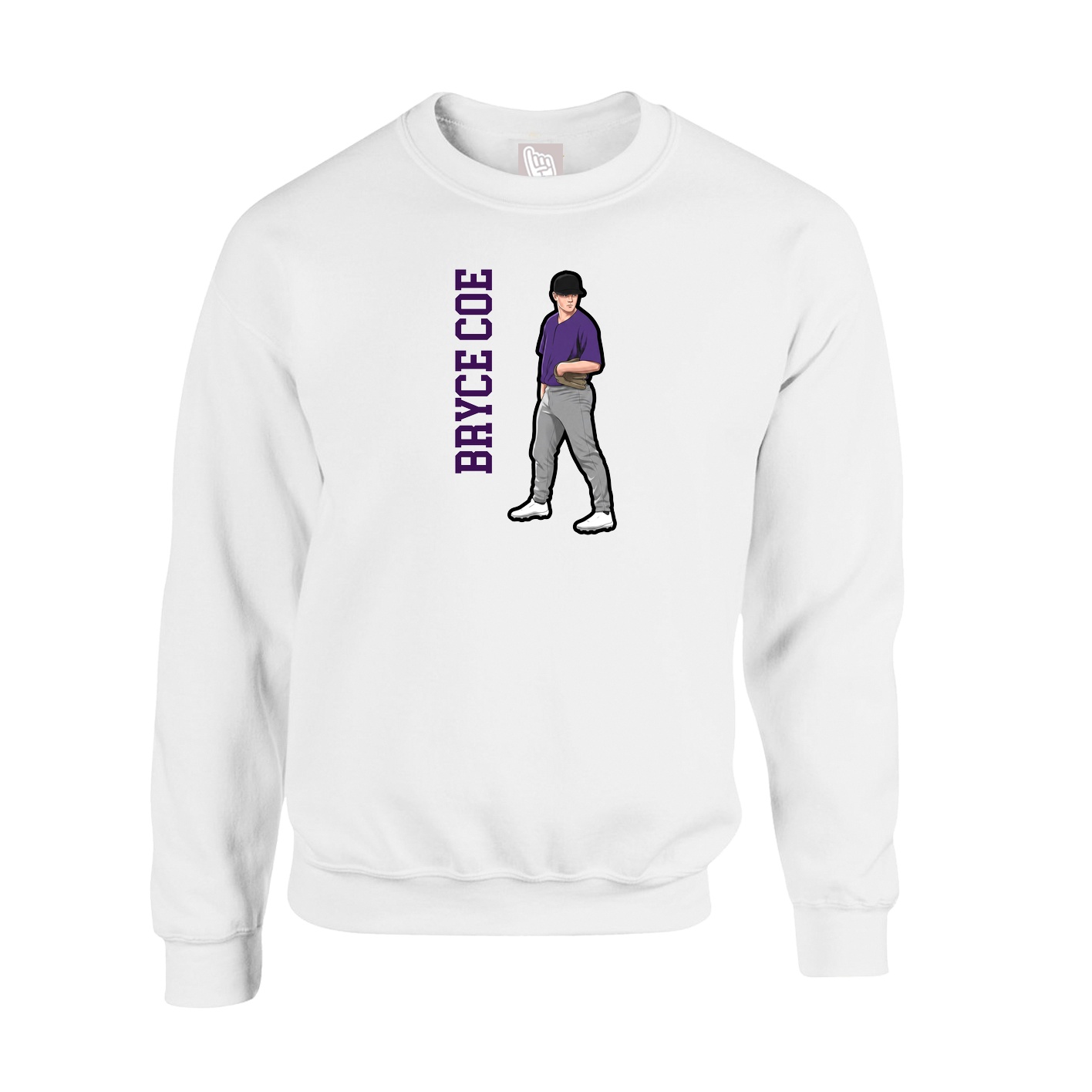 Fleece Crew — Name Vertical in White