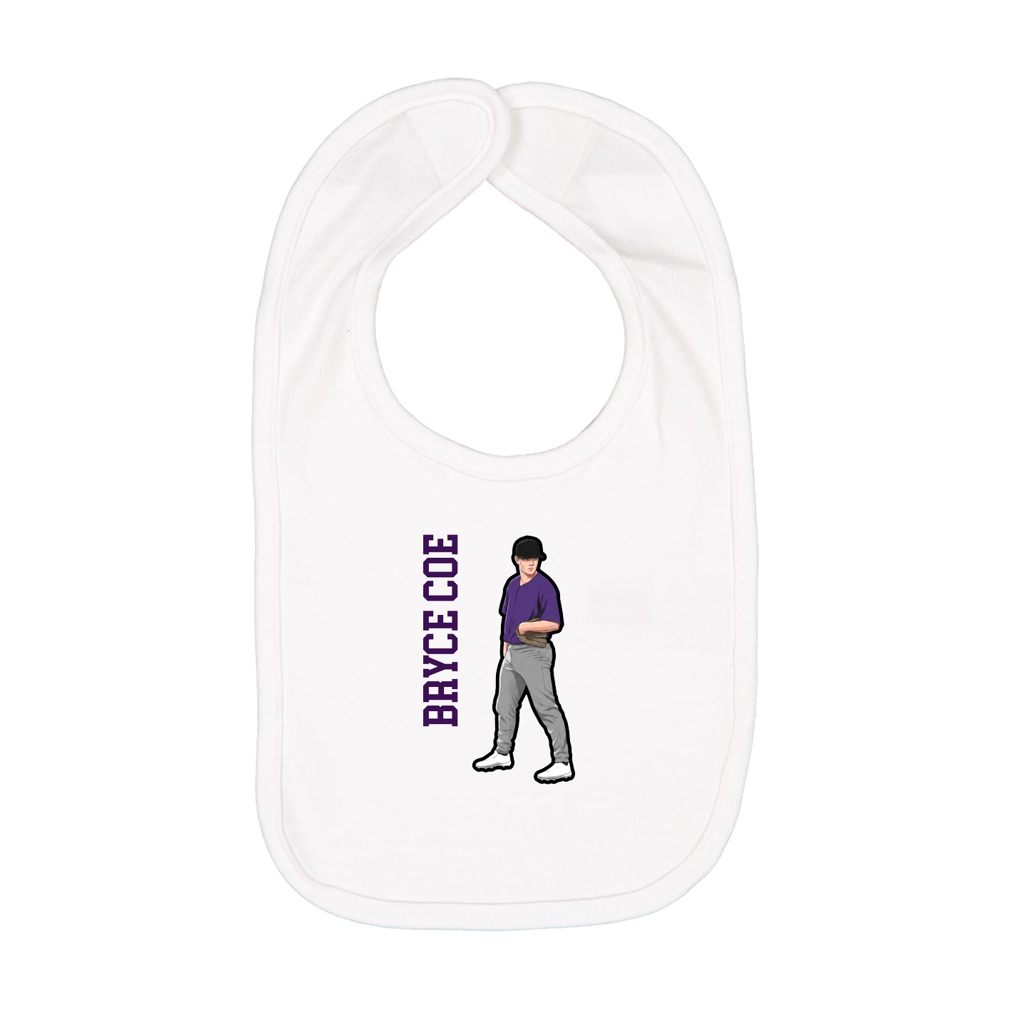 Infant Bib — Name Vertical in White
