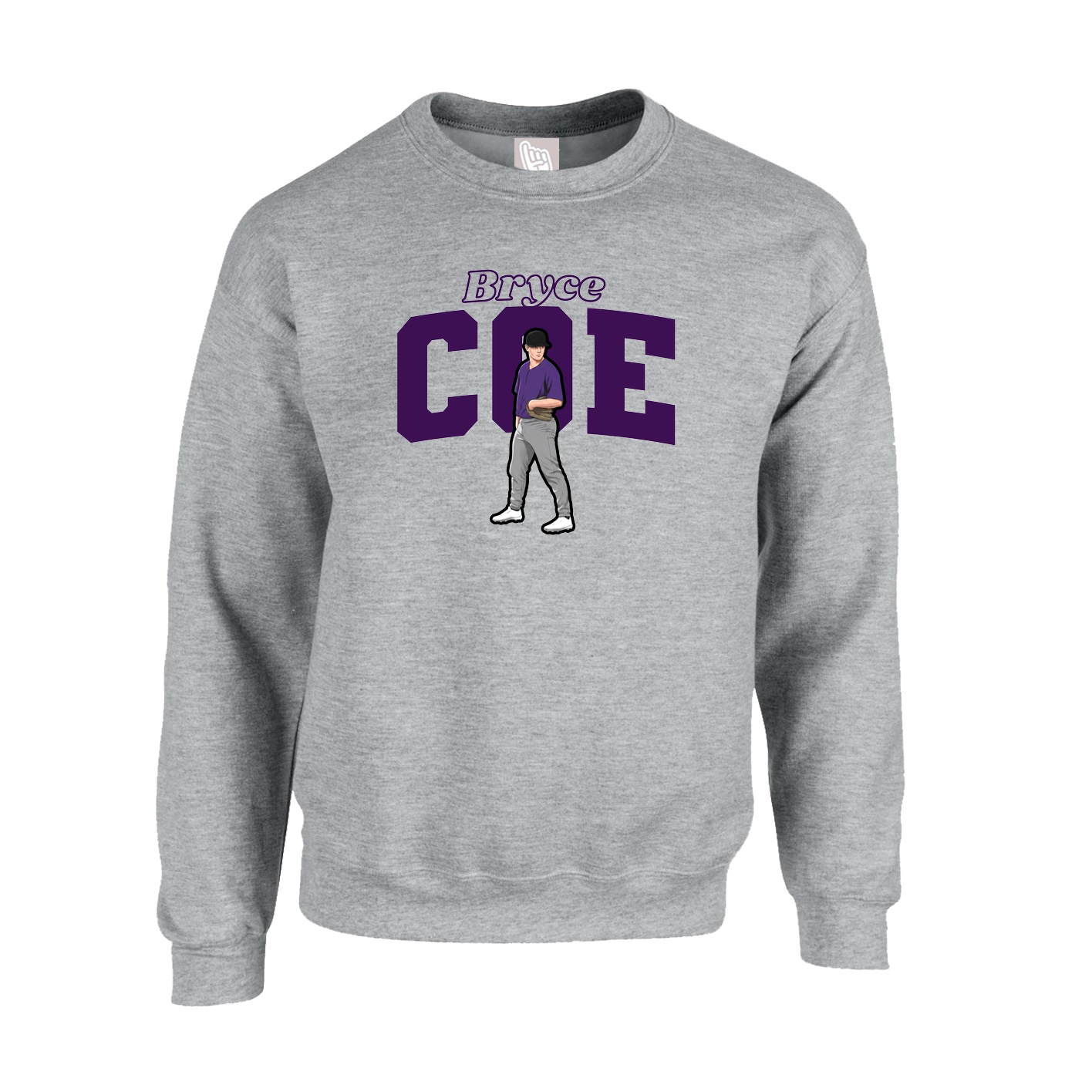 Fleece Crew — Name Arch in Grey