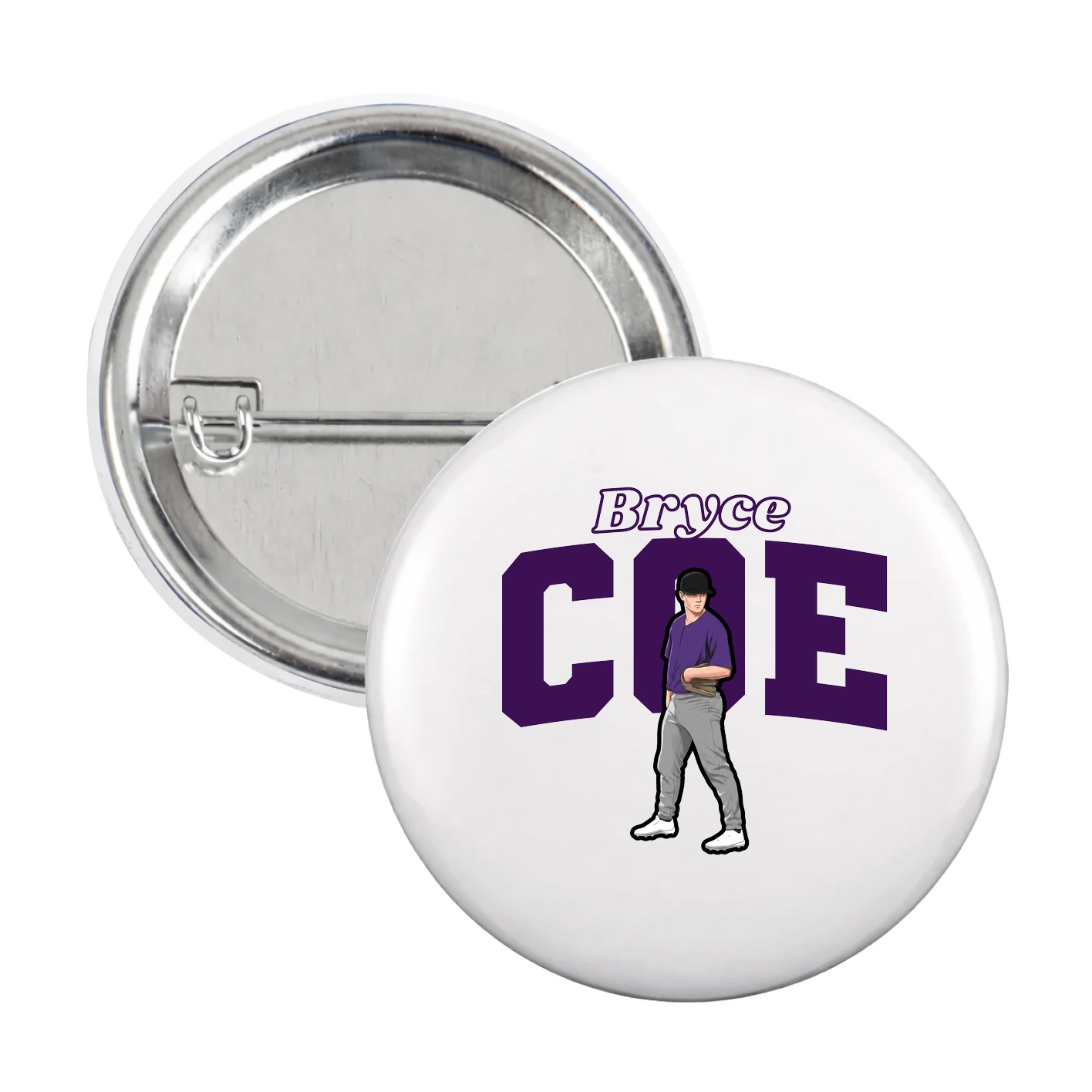 Game Day Button — Name Arch in White