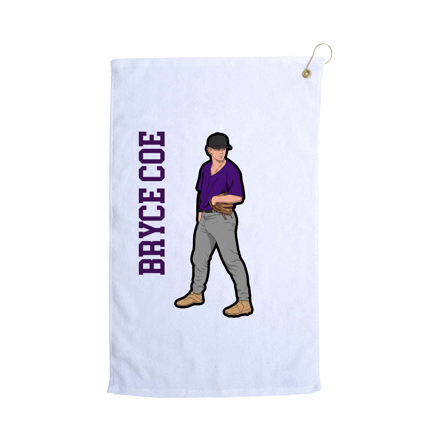 Golf Towel — Name Vertical in White