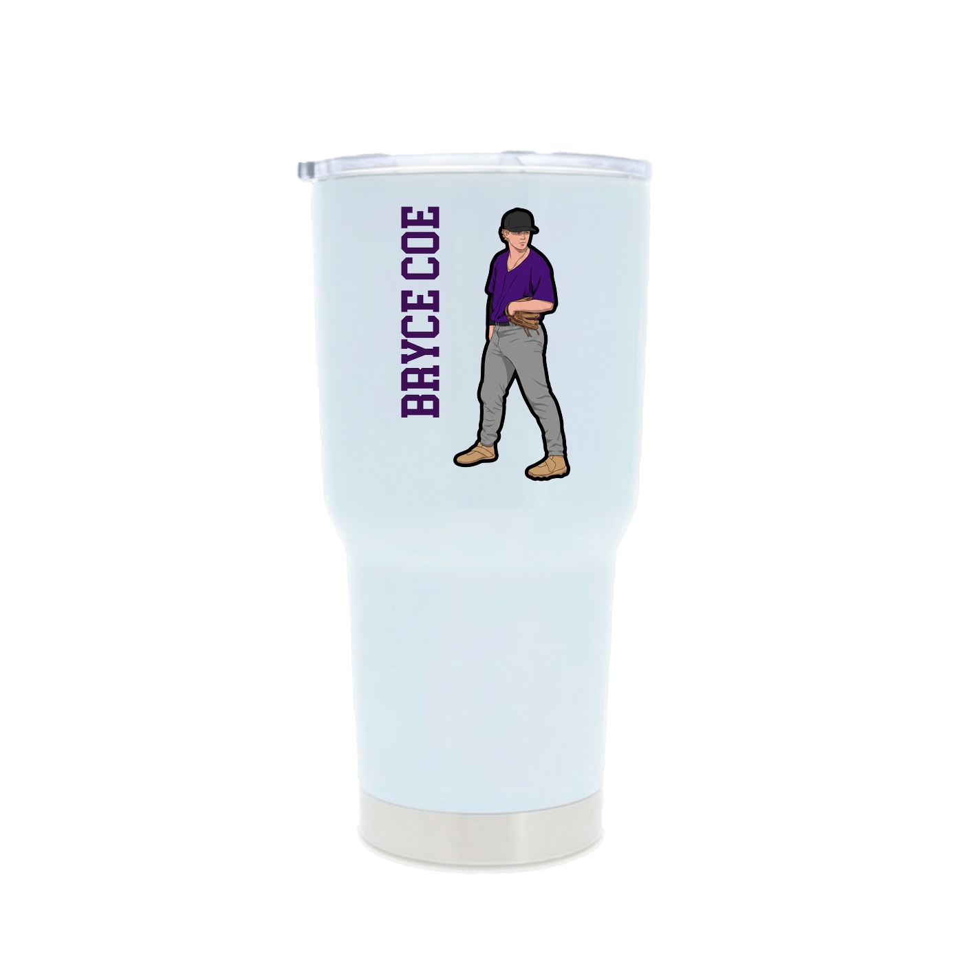 30oz Stainless Steel Tumbler — Name Vertical in White