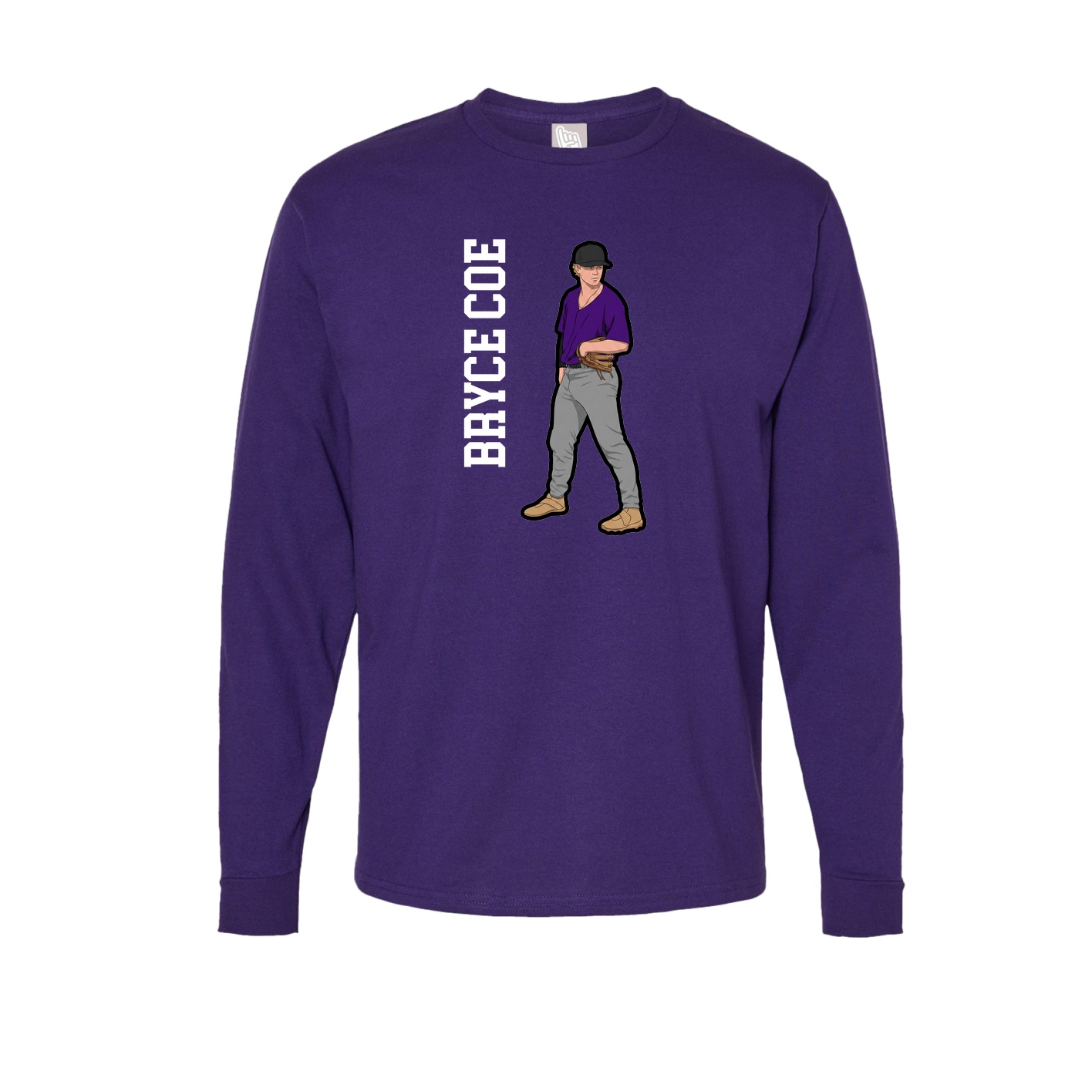 Long Sleeve Tee — Name Vertical in Purple