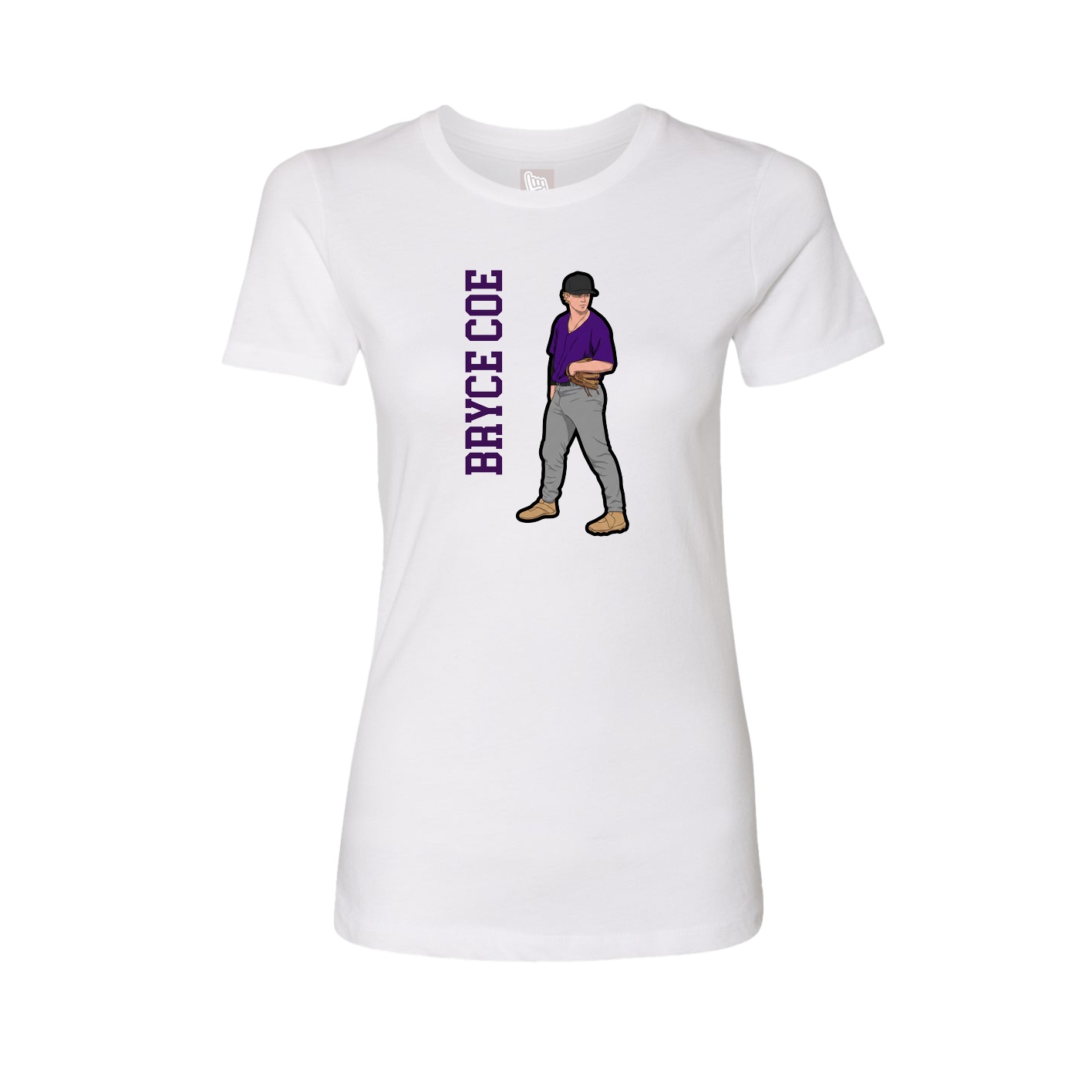 Fitted Women's Tee — Name Vertical in White