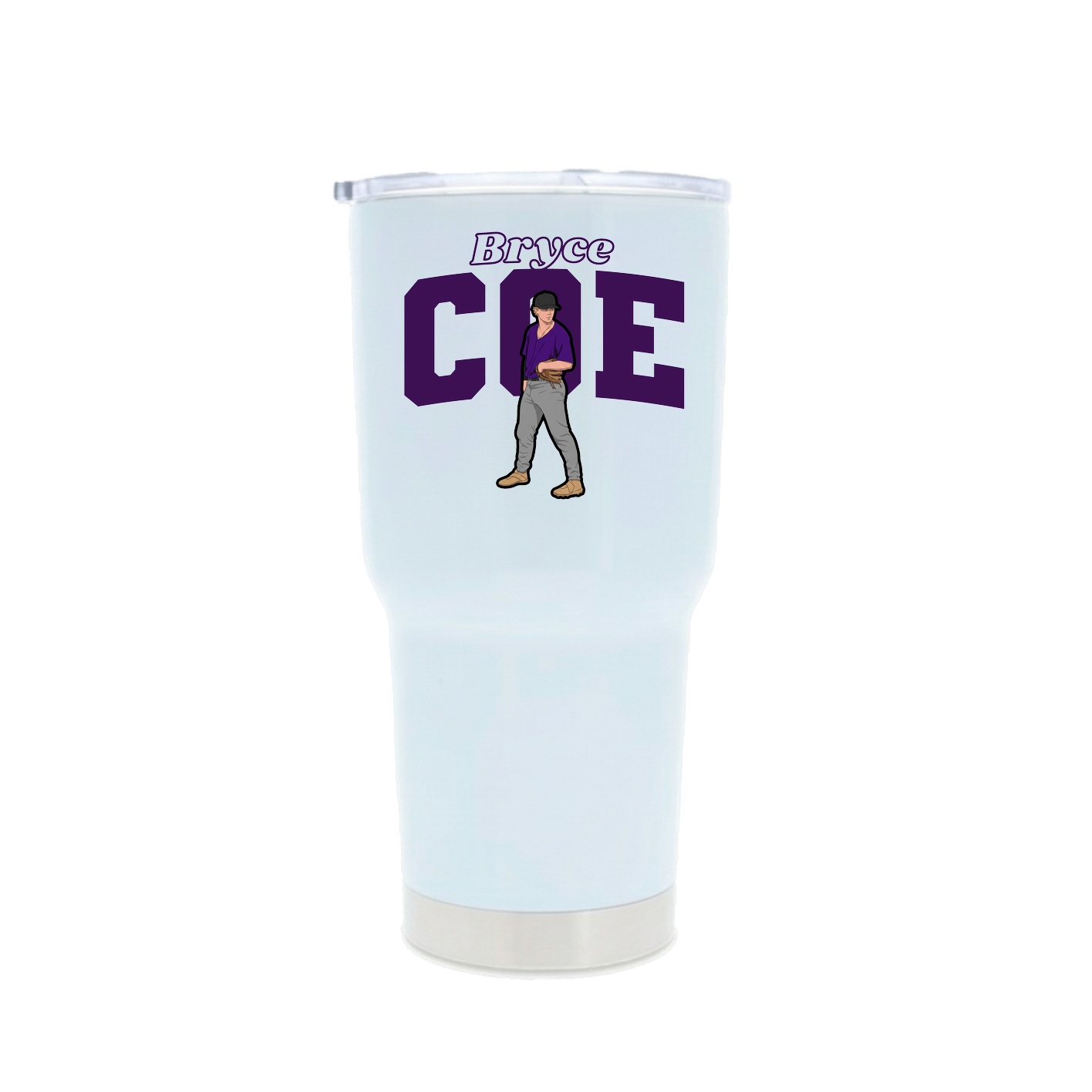 30oz Stainless Steel Tumbler — Name Arch in White