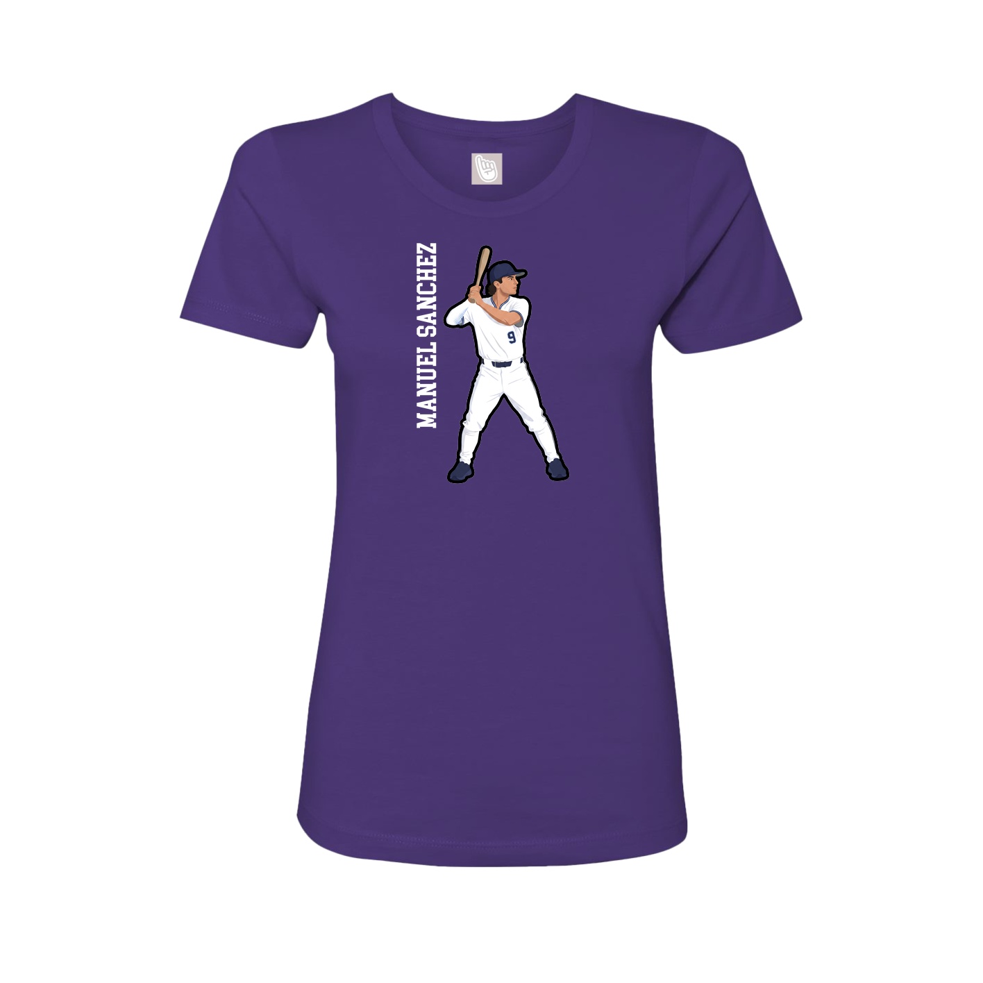 Fitted Women's Tee — Name Vertical in Purple