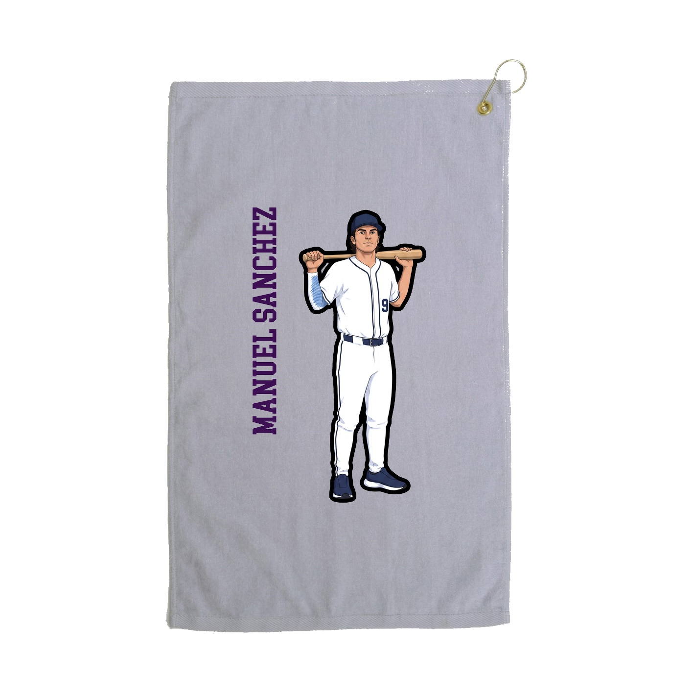 Golf Towel — Name Vertical in Grey