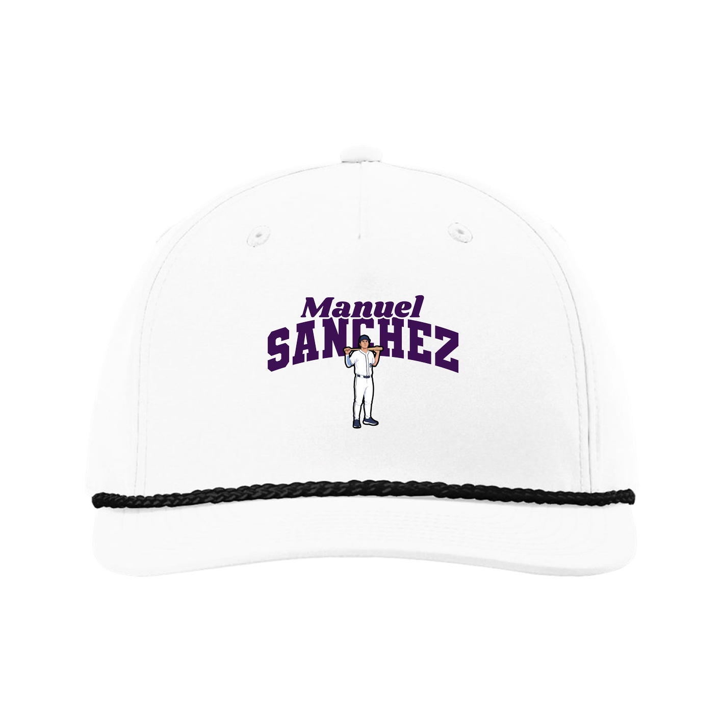 Five-Panel Classic Rope Cap — Signature Arch in White