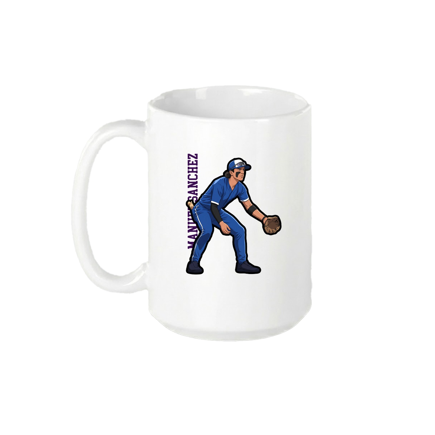 15oz Coffee Mug — Name Vertical in White