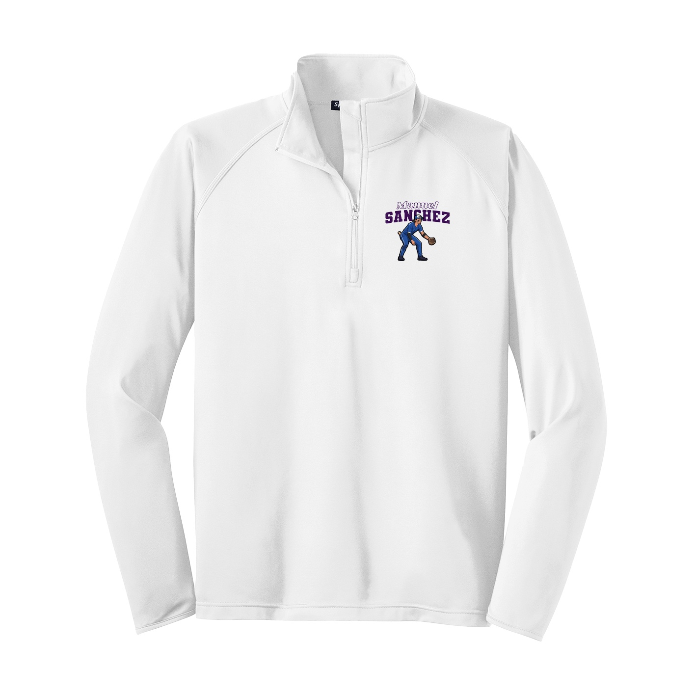 Q-Zip Pullover — Name Arch in White