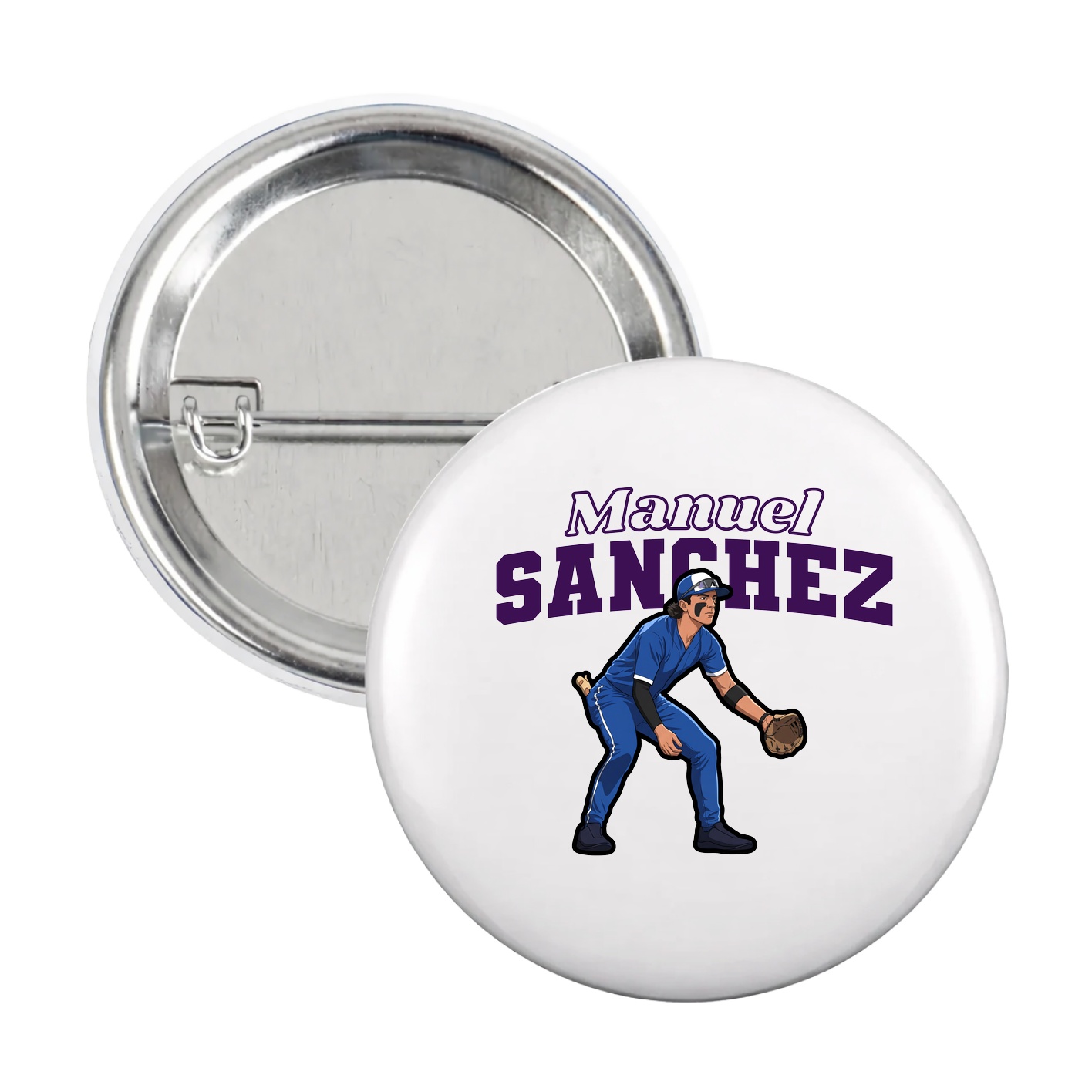 Game Day Button — Name Arch in White