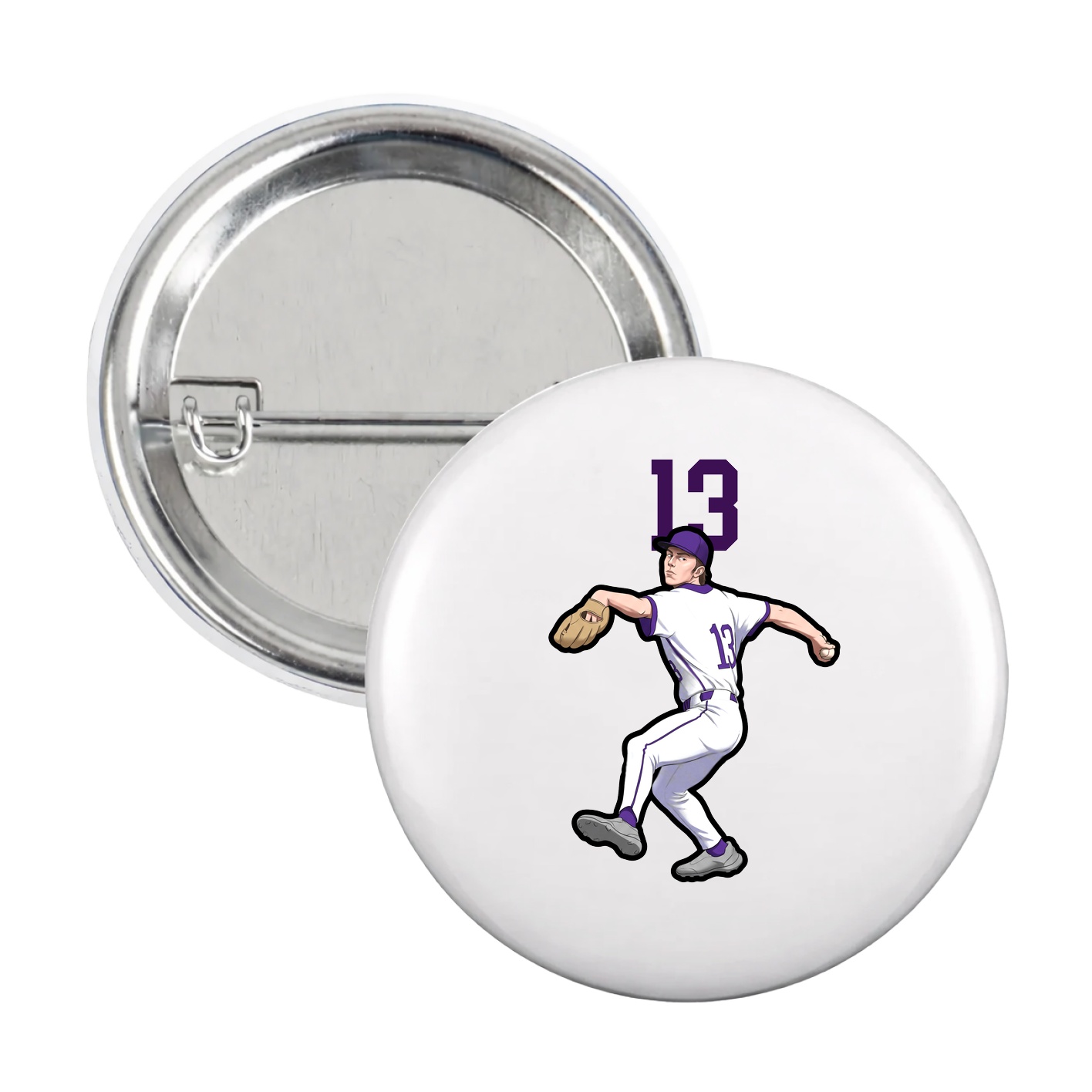 Game Day Button — Number Top in White