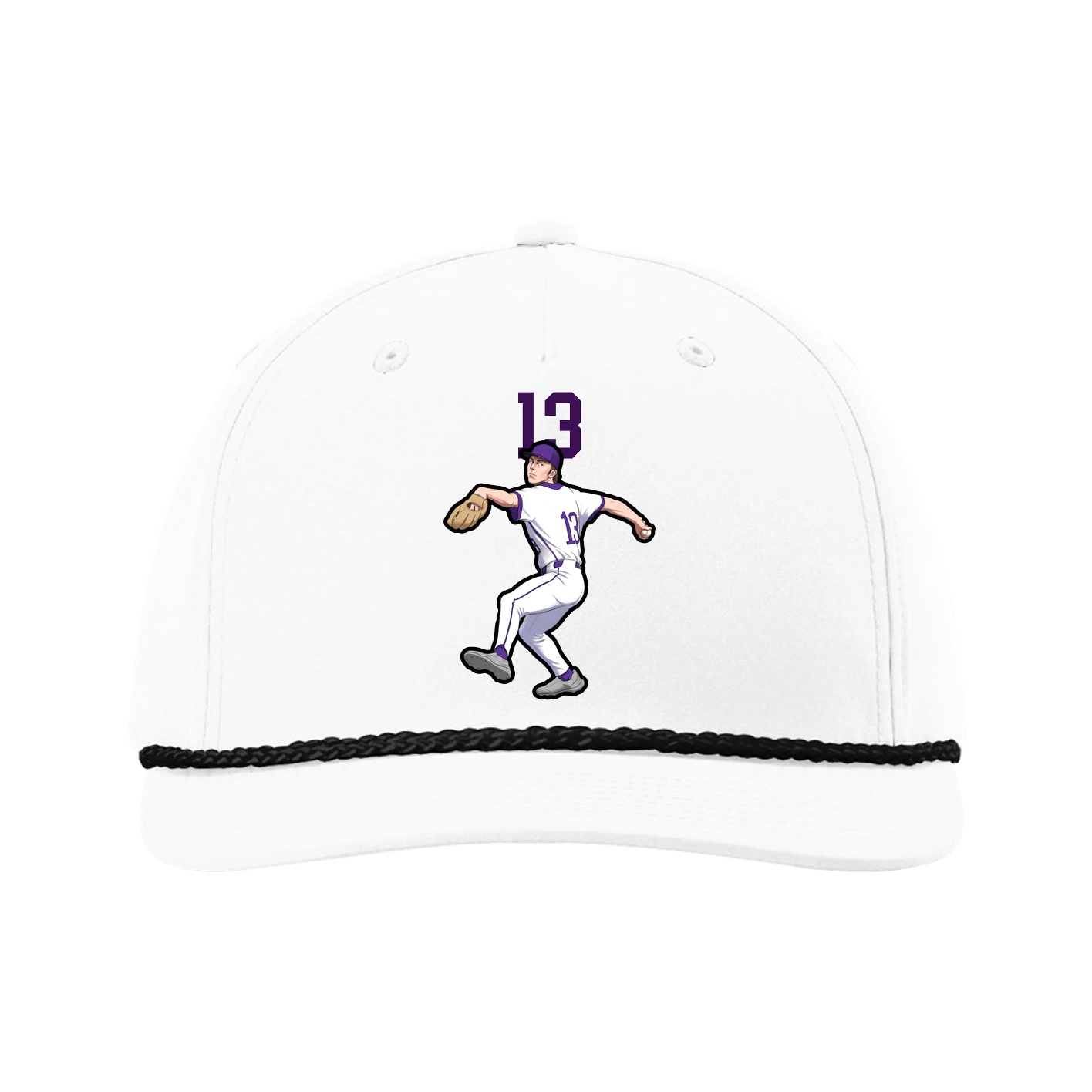 Five-Panel Classic Rope Cap — Number Top in White