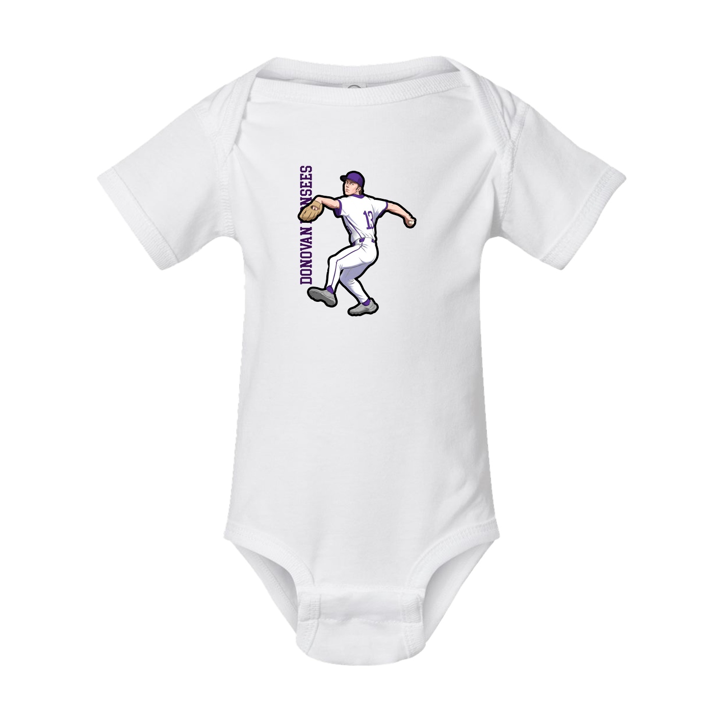 Baby Onesie — Name Vertical in White