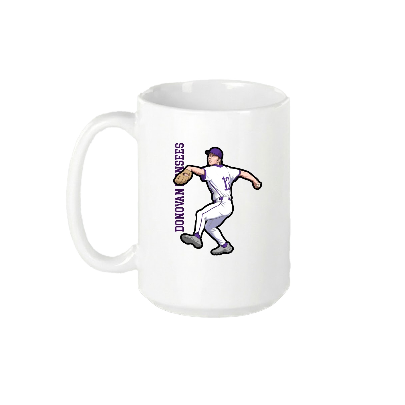 15oz Coffee Mug — Name Vertical in White