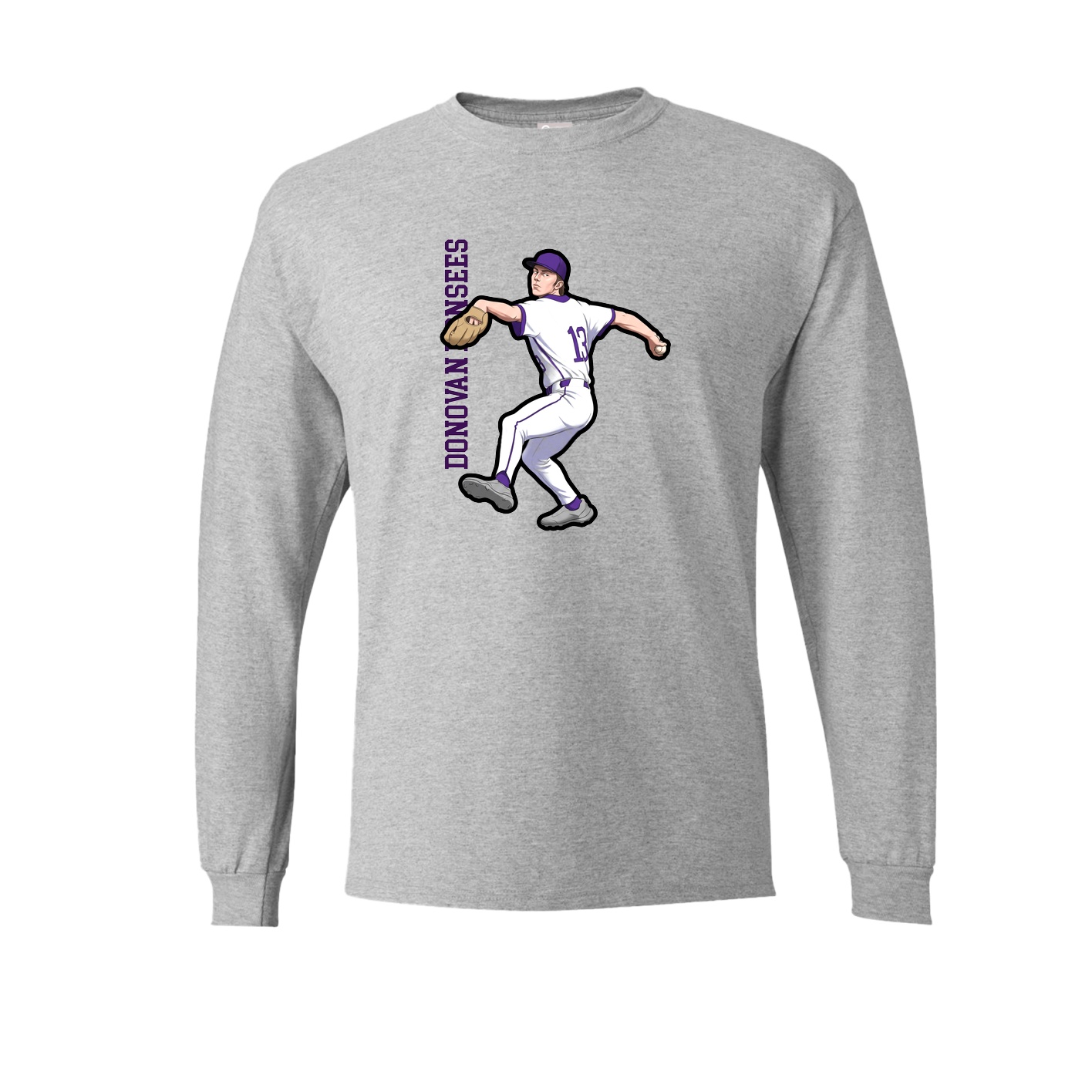 Long Sleeve Tee — Name Vertical in Grey